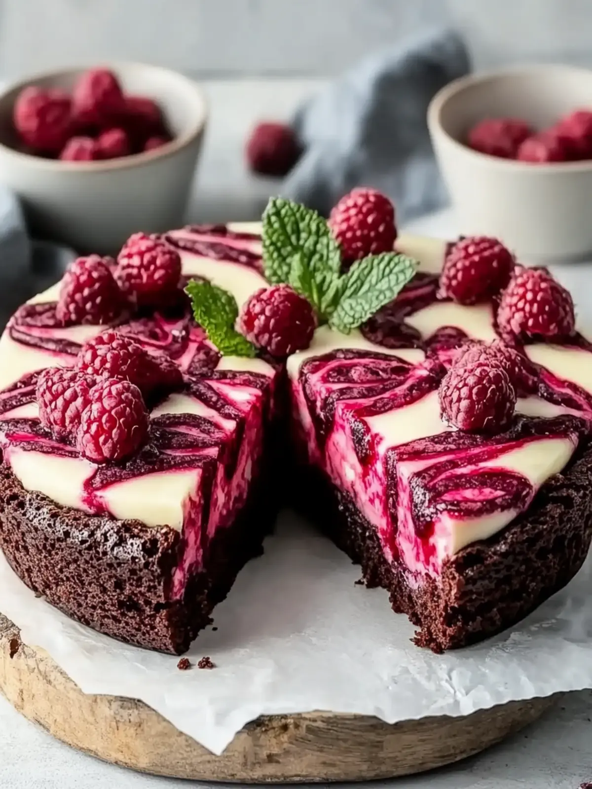 Fudgy Brownieherzen mit Cheesecake und Himbeerswirle genießen 2 Brownieherzen mit Cheesecake und Himbeerswirle