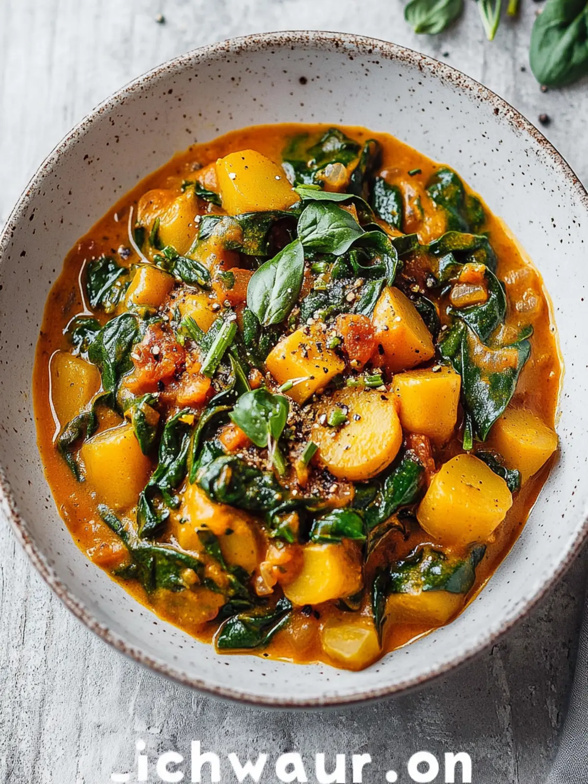 Veganes Kartoffelcurry mit Spinat und Erbsen in 40 Minuten 5 Veganes Kartoffelcurry mit Spinat und Erbsen