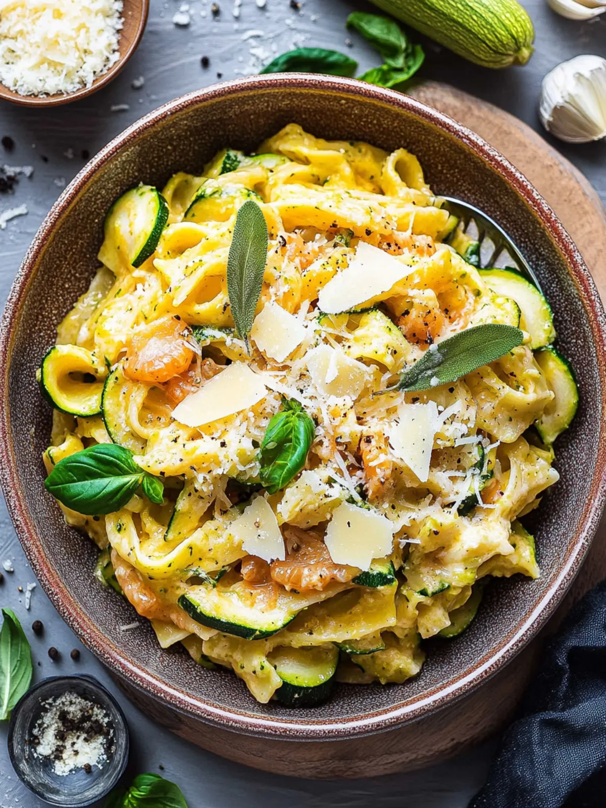 Zucchini Parmesan Pasta mit Hähnchen und Pinienkernen für deinen Abendgenuss 4 Zucchini Parmesan Pasta mit Hähnchen und Pinienkernen