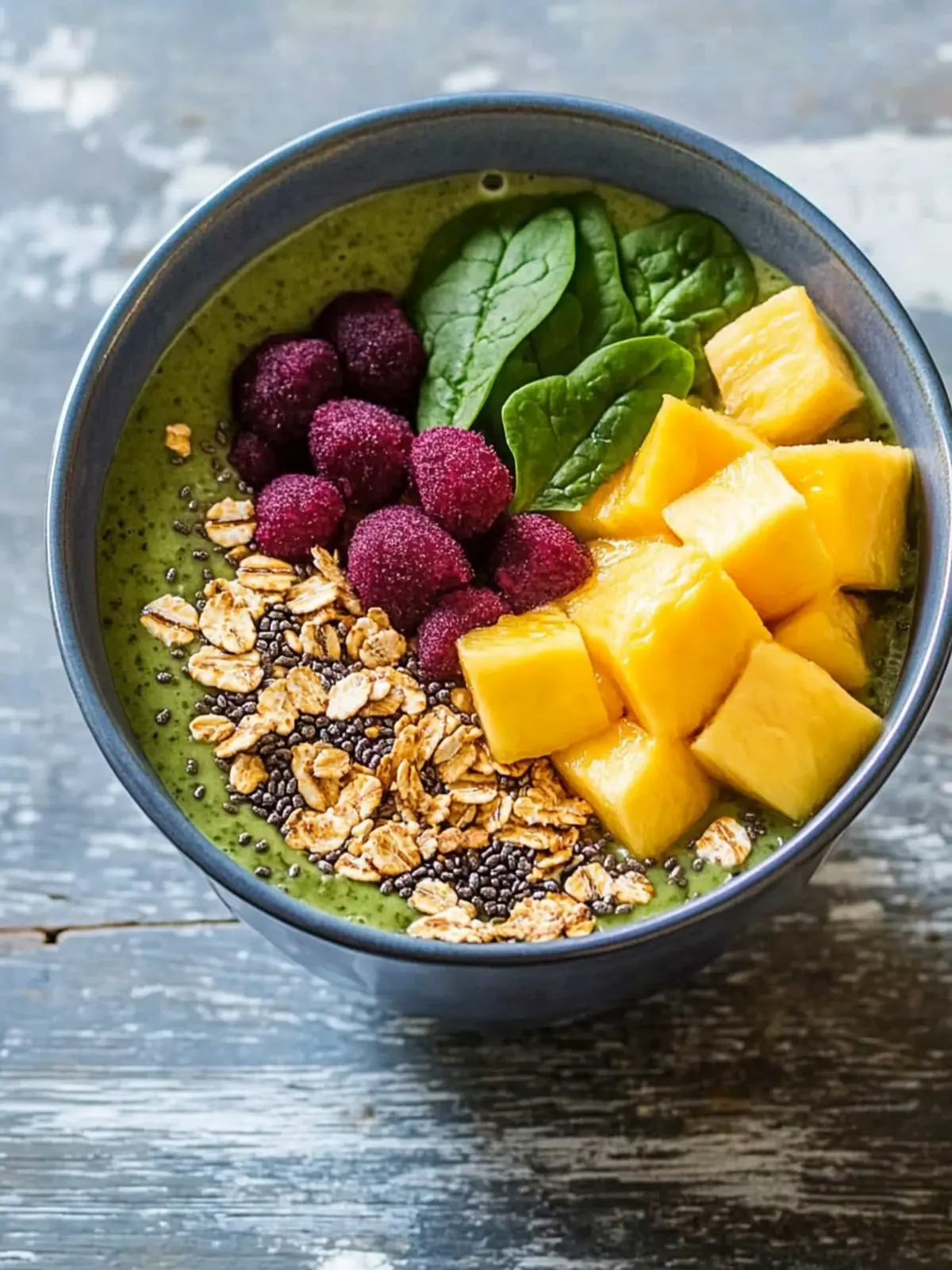 Erfrischende Detox-Schüssel mit Spinat, Mango und Ananas 4 Detox-Schüssel mit Spinat, Mango und Ananas Rezept