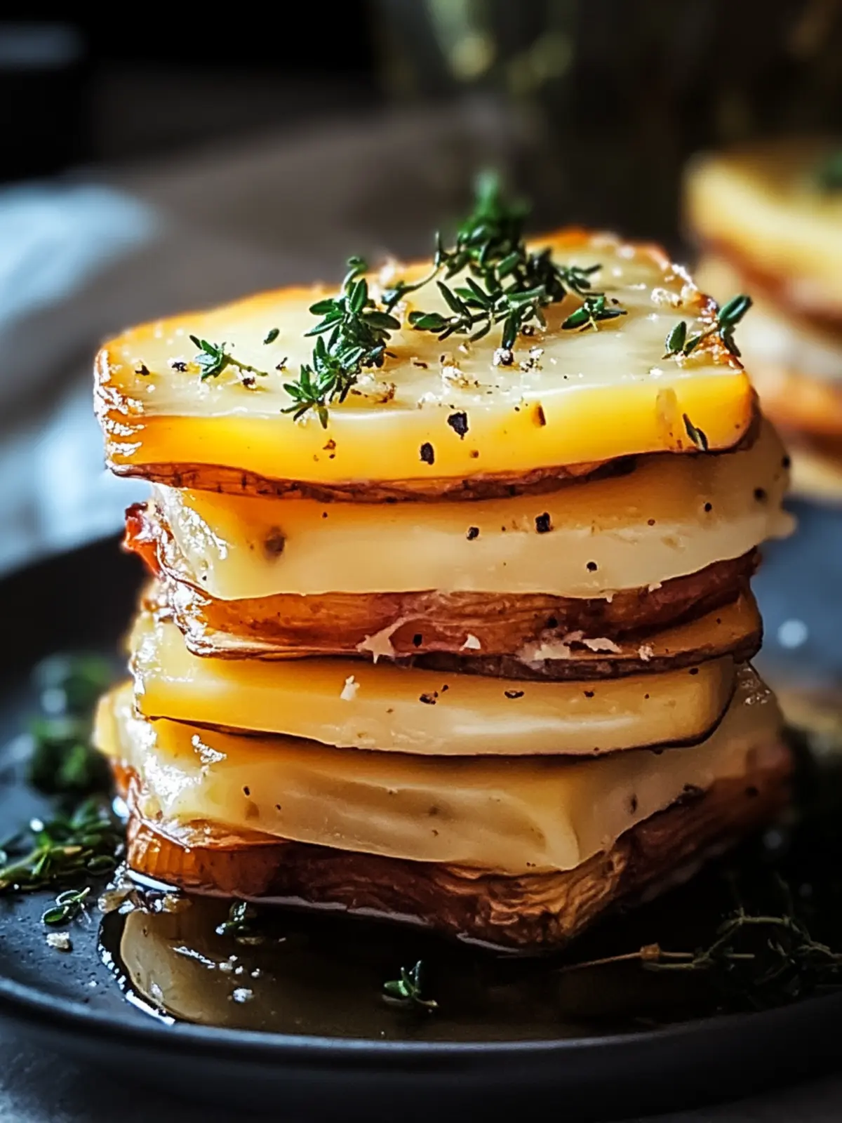 Käsige Gruyère-Süßkartoffel-Stacks