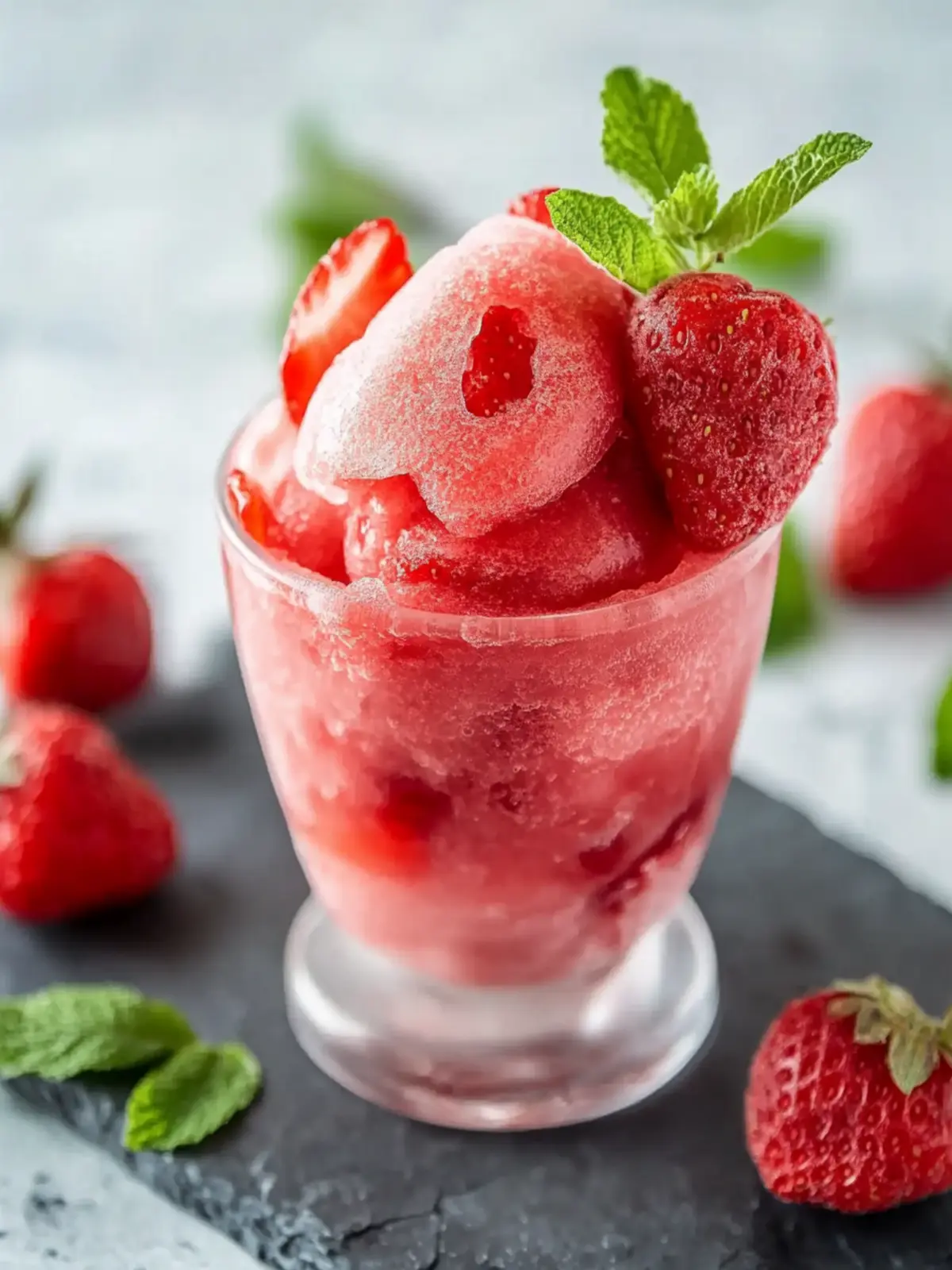 Selbstgemachtes Slush-Eis mit frischen Erdbeeren für heiße Tage 2 Selbstgemachtes Slush-Eis mit frischen Erdbeeren