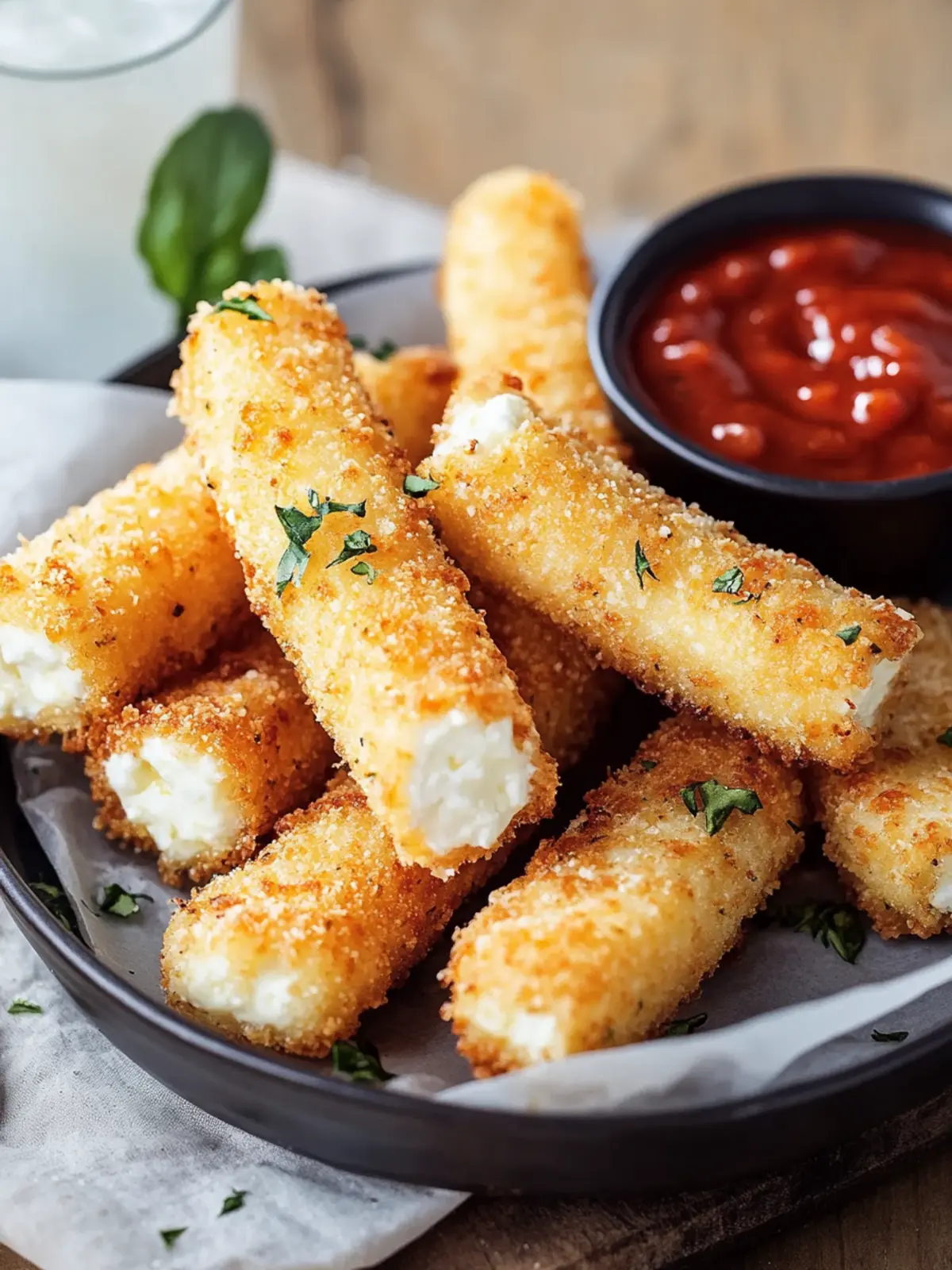 Krosse Heißluftfritteuse Mozzarella-Sticks: Einfach unwiderstehlich! 4 Krosse Heißluftfritteuse Mozzarella-Sticks