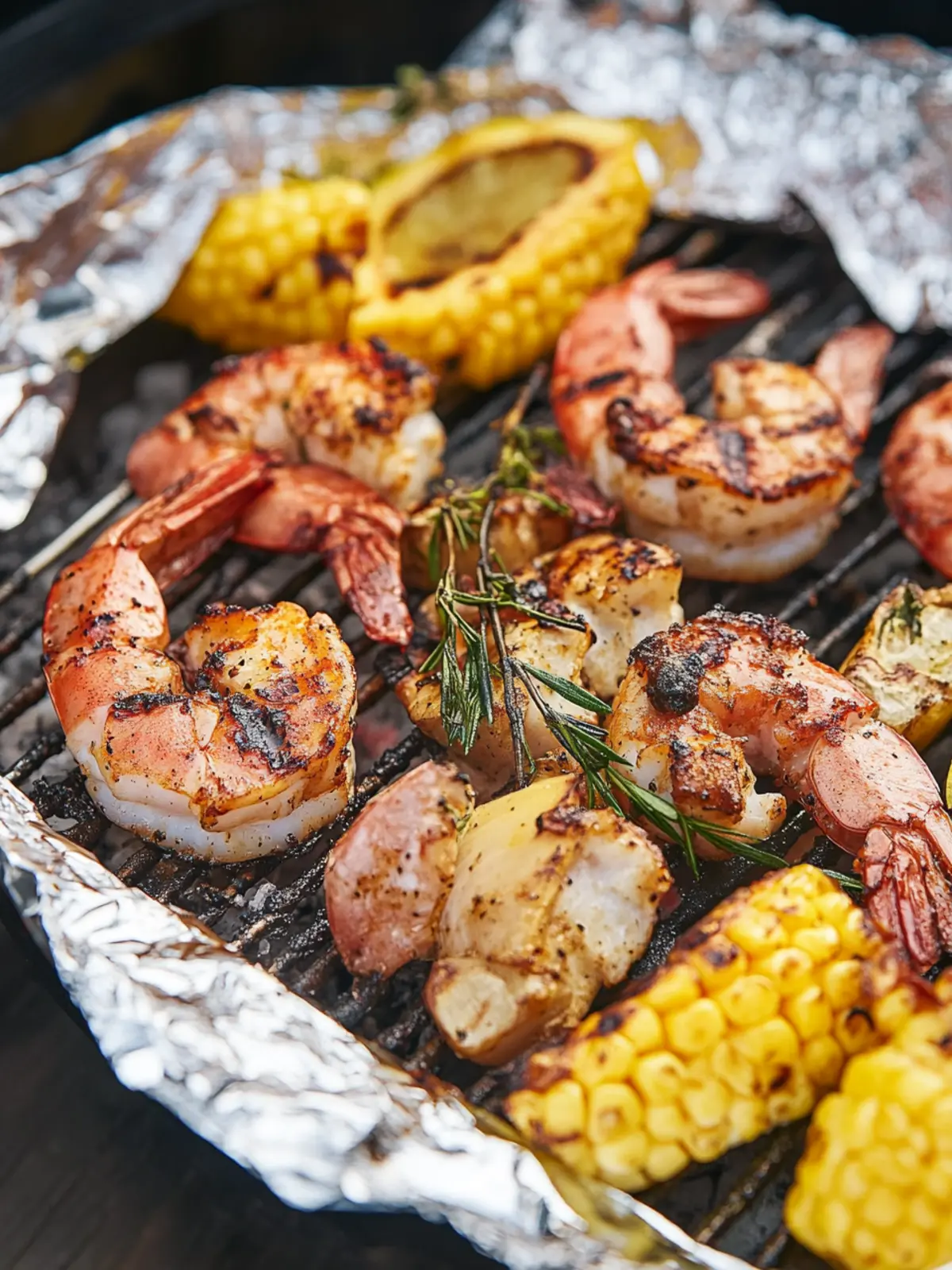 Gegrillte Garnelen-Folienpakete