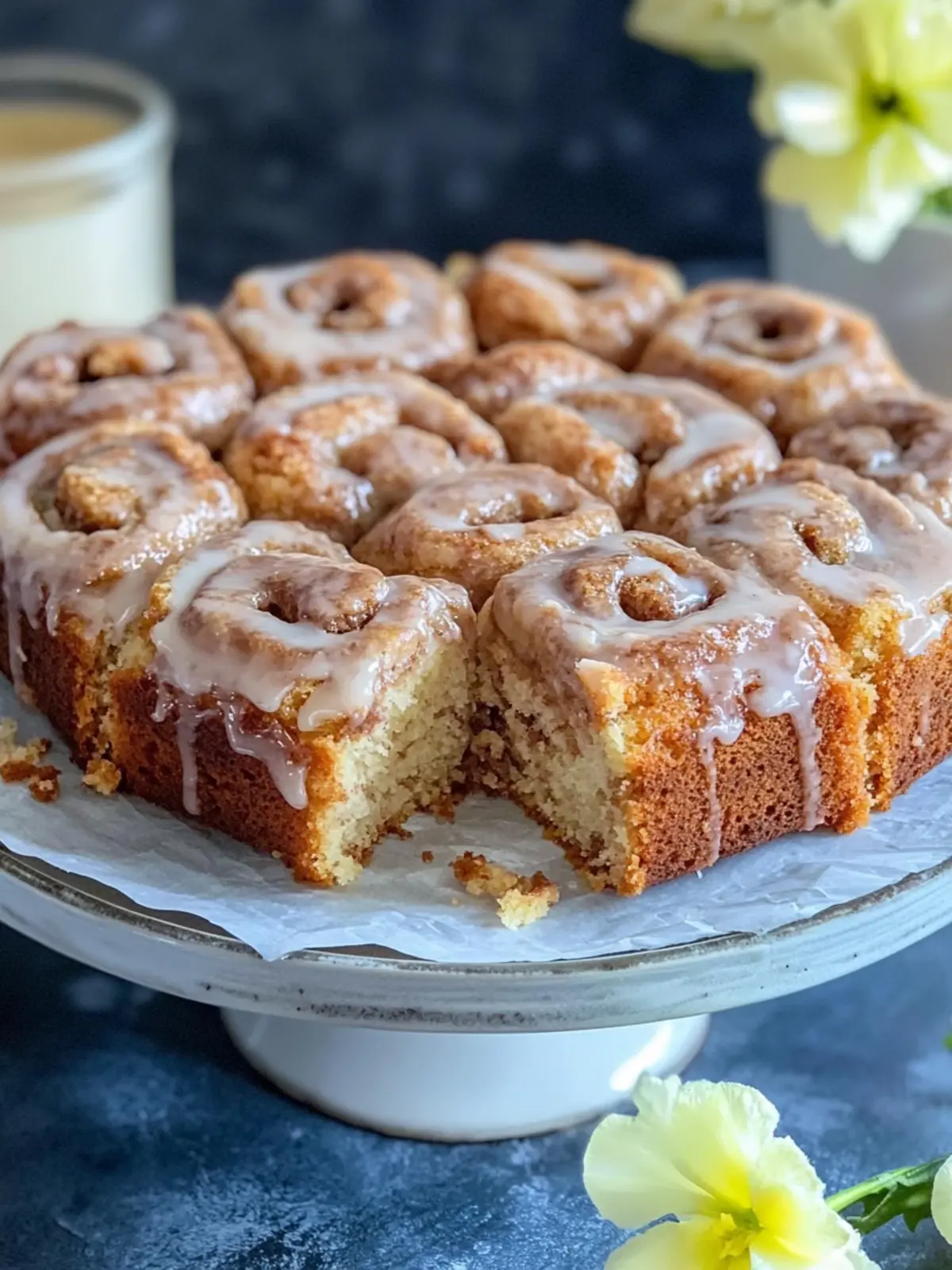 Zimtschneckenkuchen mit Vanilleglasur – Ganz ohne Hefe! 5 Cinnamon roll cake with vanilla glaze without yeast