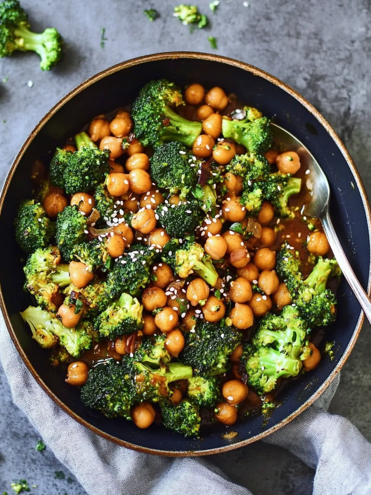 Einfaches Brokkoli-Pfannenrezept mit Kichererbsen (Vegan) 4 Simple Broccoli Pan with Chickpeas (vegan)