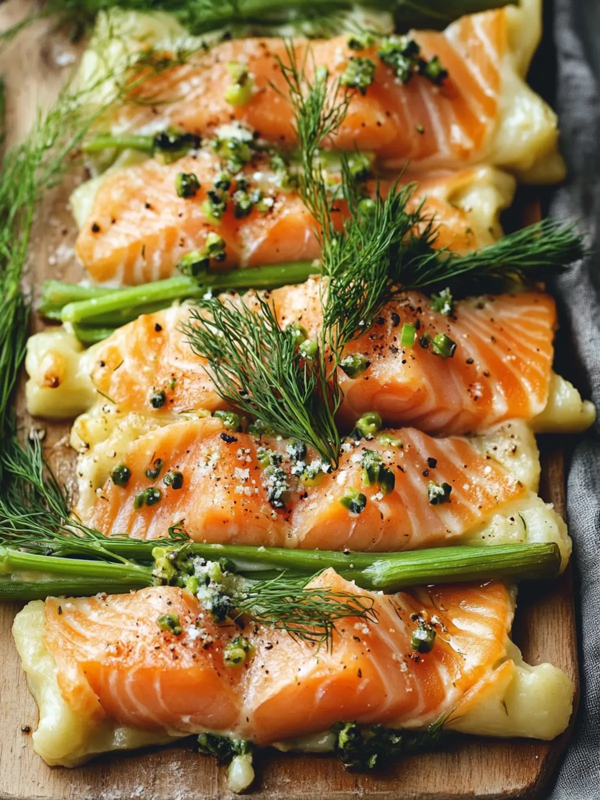 Spargel im Blätterteig mit Lachs und Dill