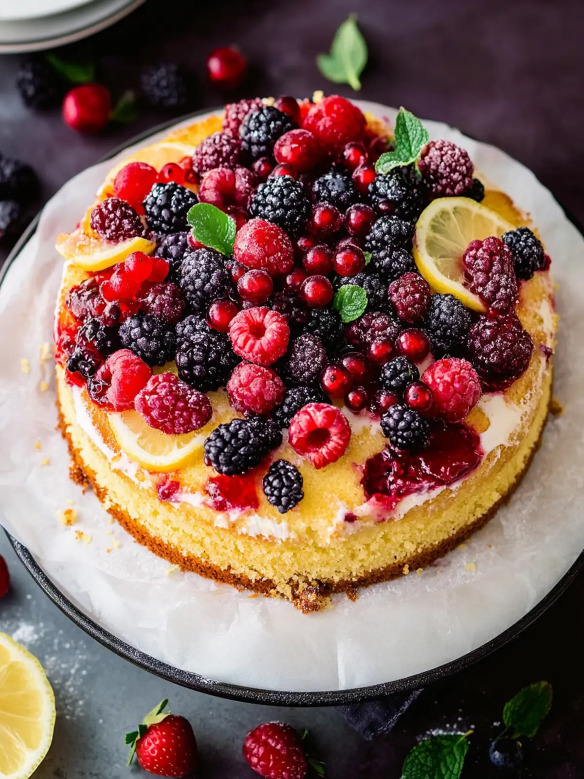 Buttermilk Lemon Cake mit Beeren für sonnige Genussmomente 3 Buttermilk lemon cake with berries