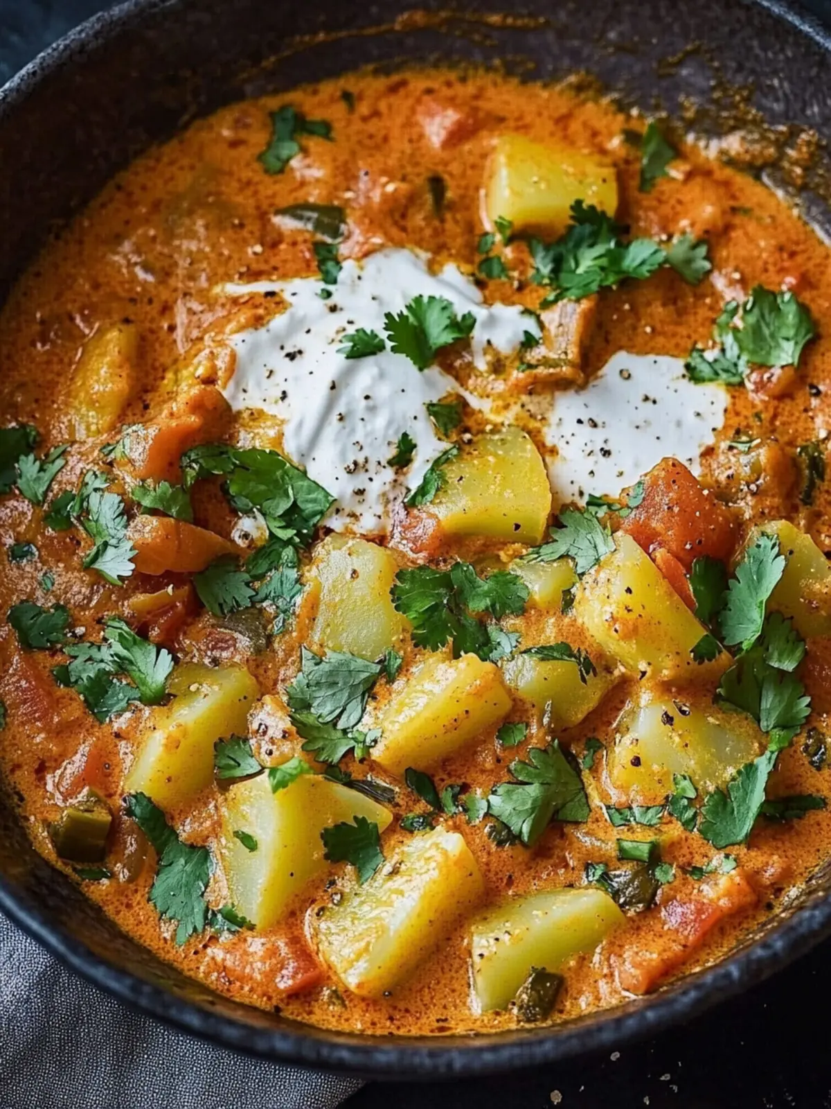 Kartoffel-Curry in pikanter Tomatensoße
