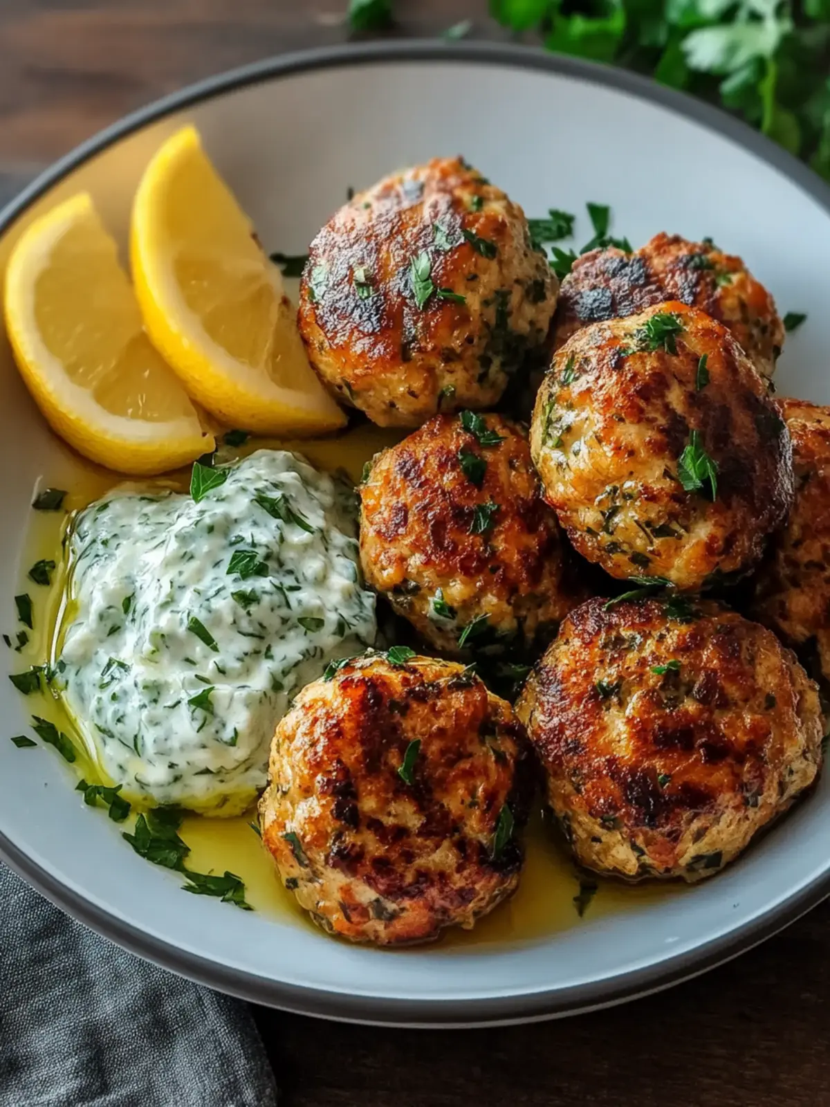 Gebratene griechische Linsenfleischbällchen mit Tzatziki für jeden Abend 5 Gebratene griechische Linsenfleischbällchen mit Tzatziki