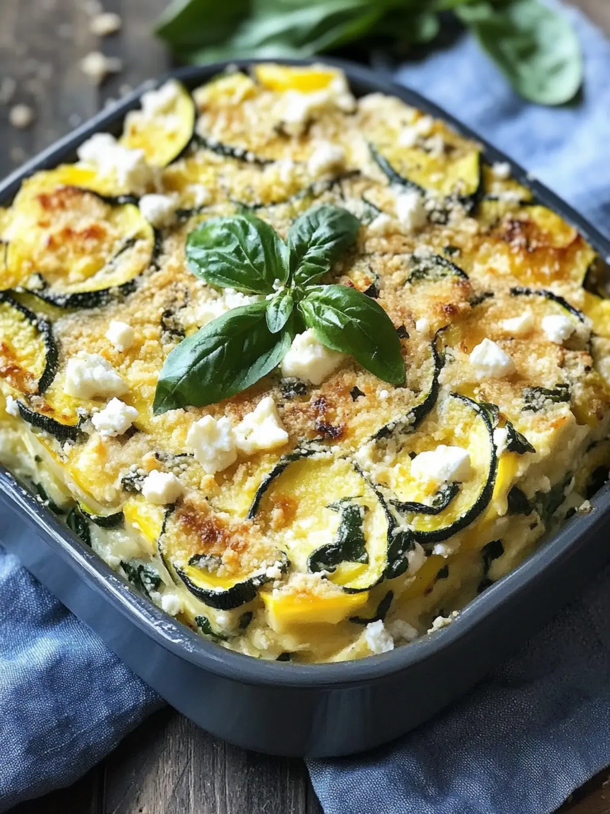 Überbackene Zucchini, Spinat und Feta Auflauf für Herzgenuss 2 Überbackene Zucchini, Spinat und Feta Auflauf