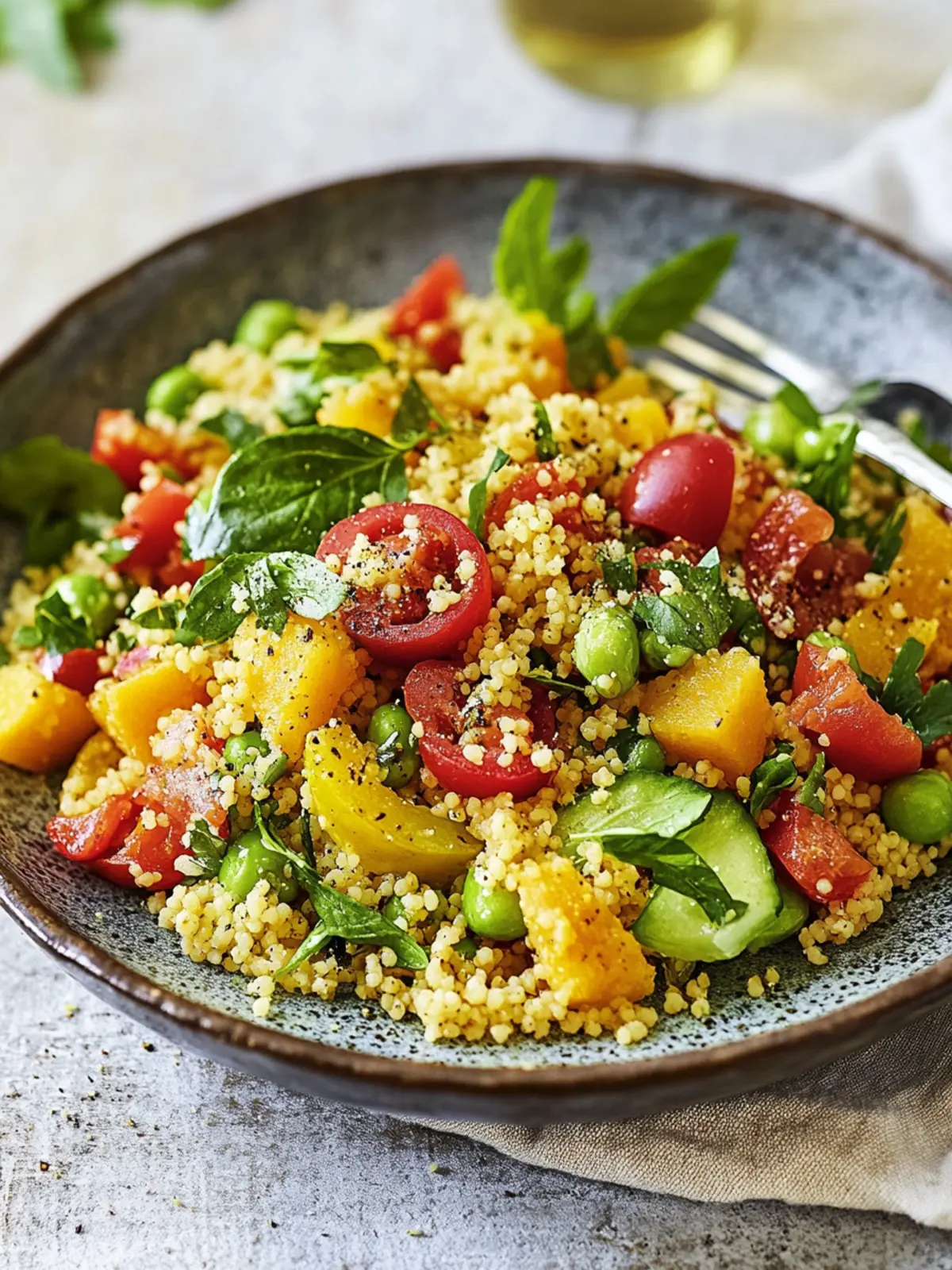 Bunter Couscous-Salat mit Garnelen und Frischekick 5 Bunter Couscous - Salat