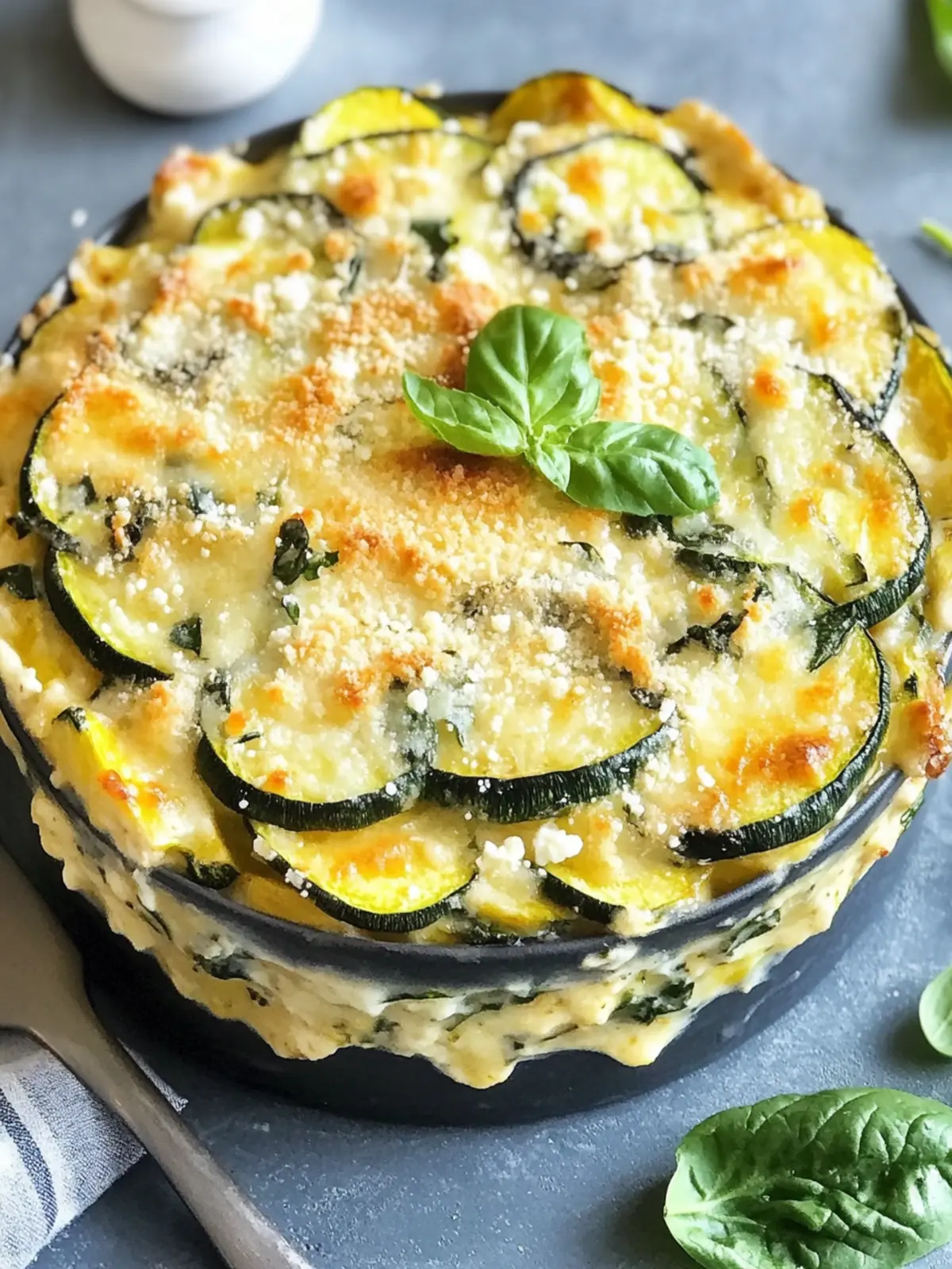 Überbackene Zucchini, Spinat und Feta Auflauf für Herzgenuss 3 Überbackene Zucchini, Spinat und Feta Auflauf