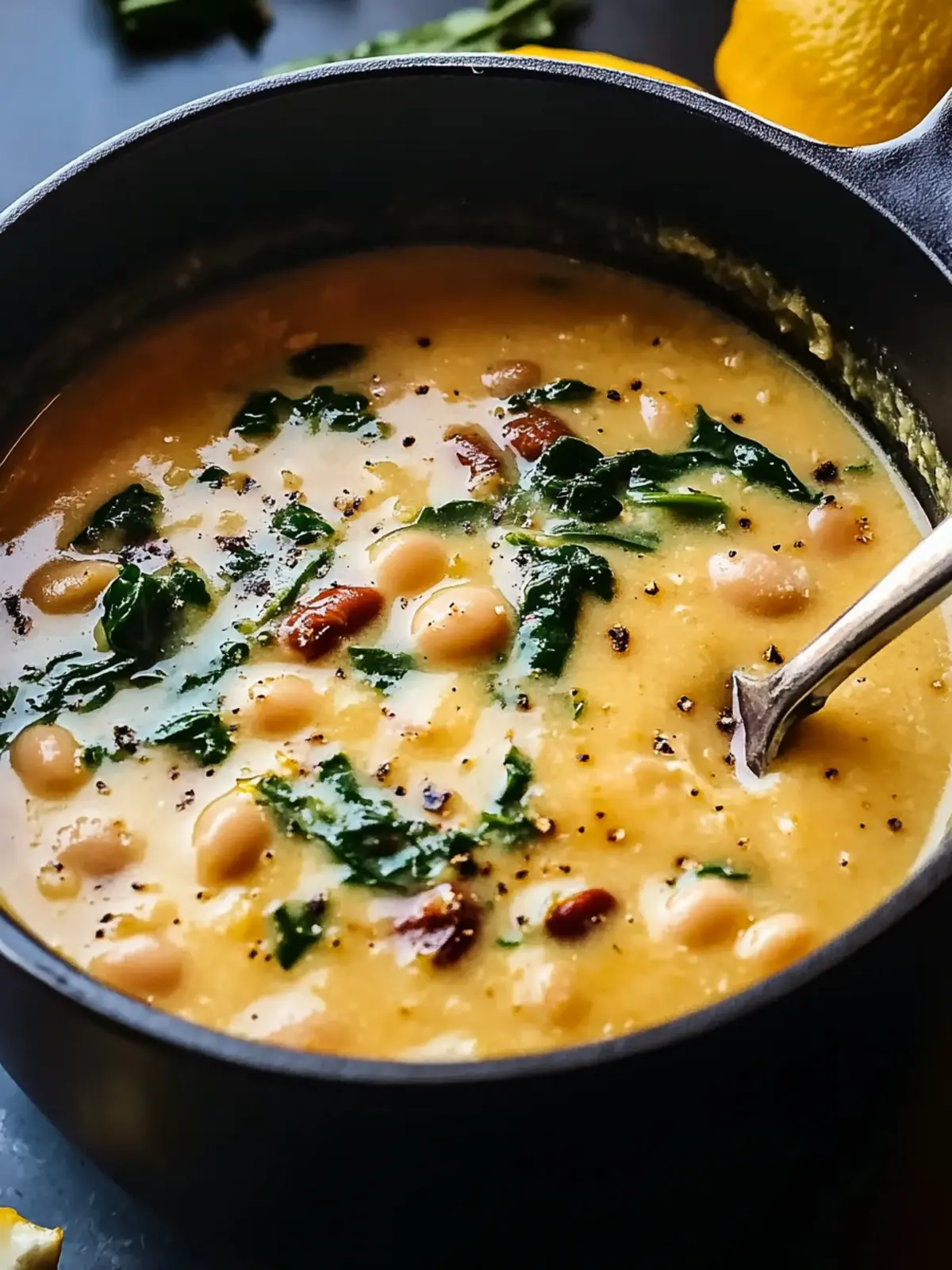 Cremige toskanische Bohnensuppe mit Zitrone für Seele und Magen 2 Creamy Tuscan white bean soup with lemon