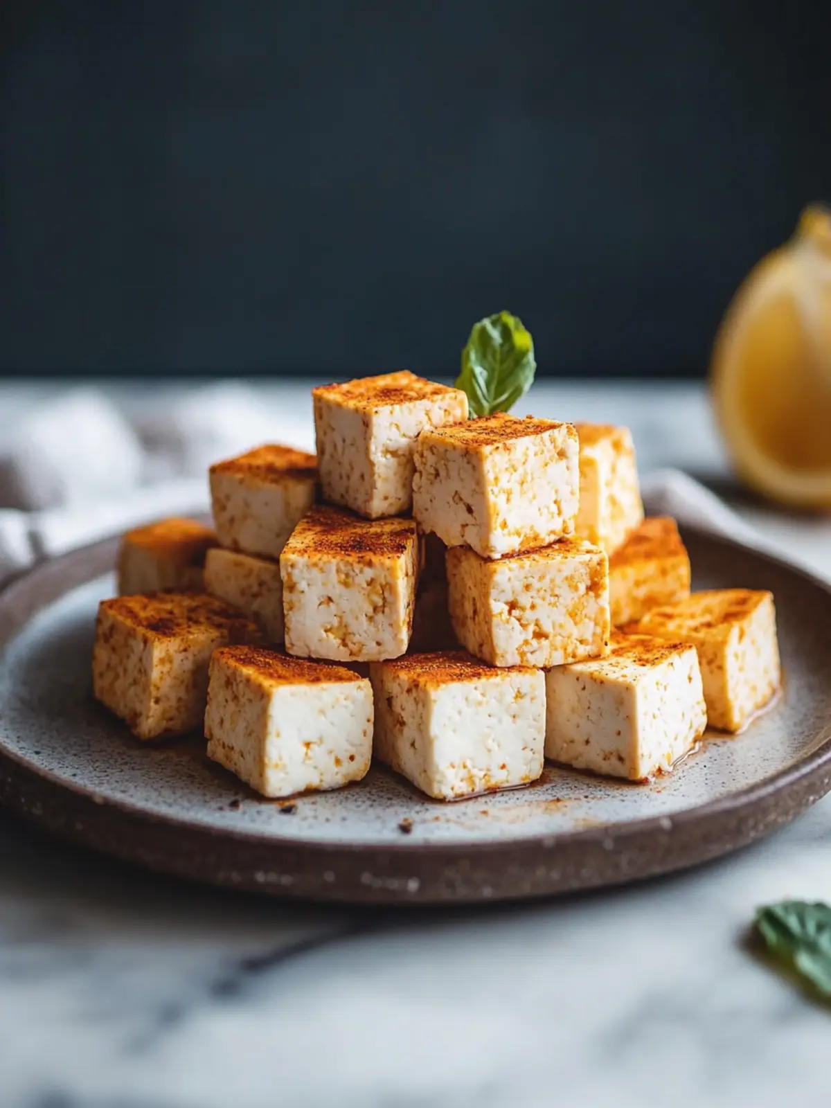 Crispy Vegane Tofu-Würfel aus der Heißluftfritteuse genießen 3 Vegane Tofu-Würfel