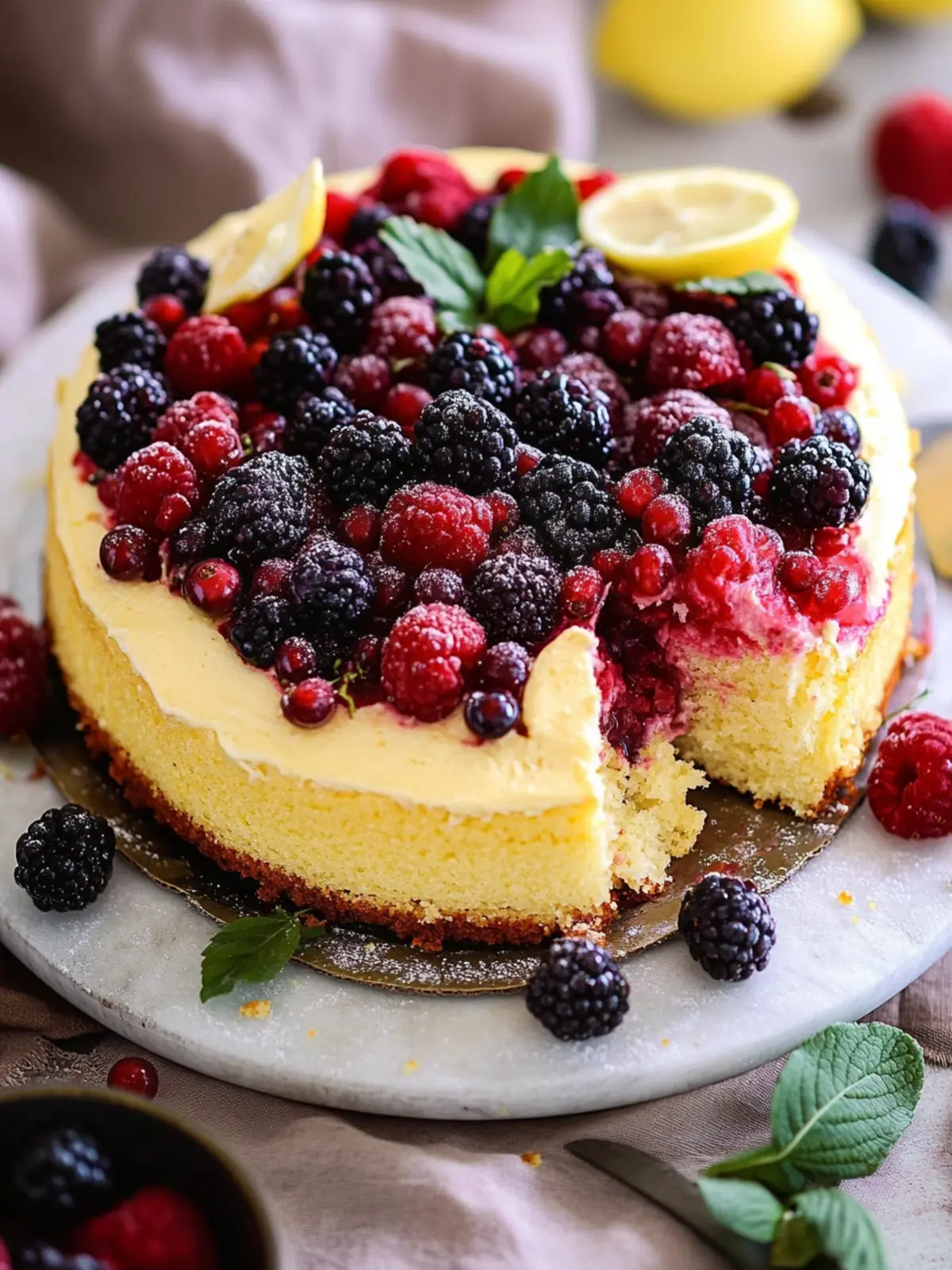 Buttermilk Lemon Cake mit Beeren für sonnige Genussmomente 2 Buttermilk lemon cake with berries