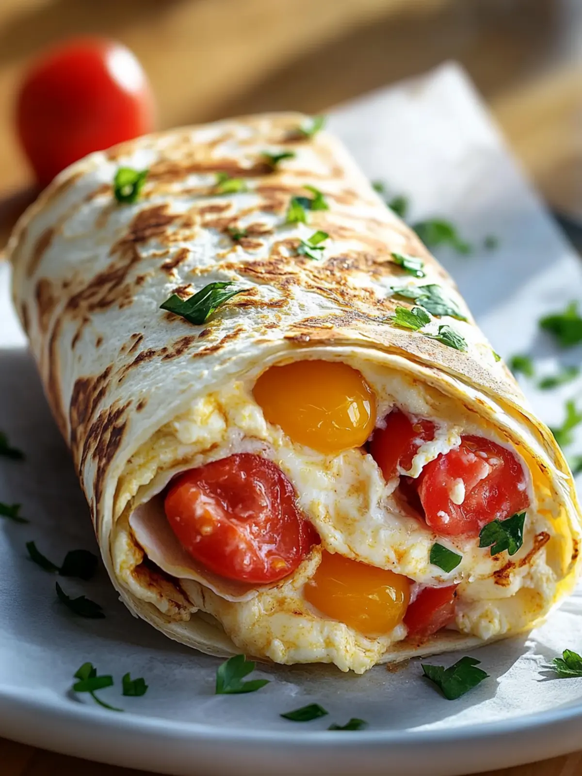 Frühstückswrap mit Ei, Käse & Tomaten – Schnell und Lecker! 2 Breakfast wrap with egg, cheese & tomatoes