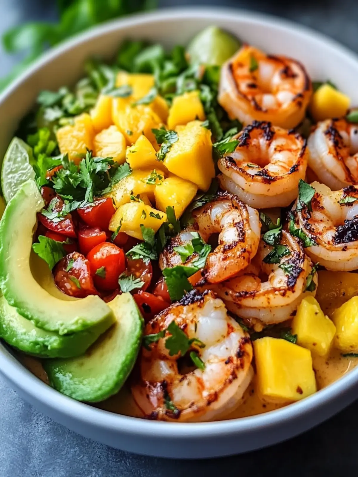 Shrimp- und Avocado-Bowls mit Mango-Salsa und Limetten-Chili-Sauce für den perfekten Sommergenuss 2 Shrimp- und Avocado-Bowls mit Mango-Salsa und Limetten-Chili-Sauce