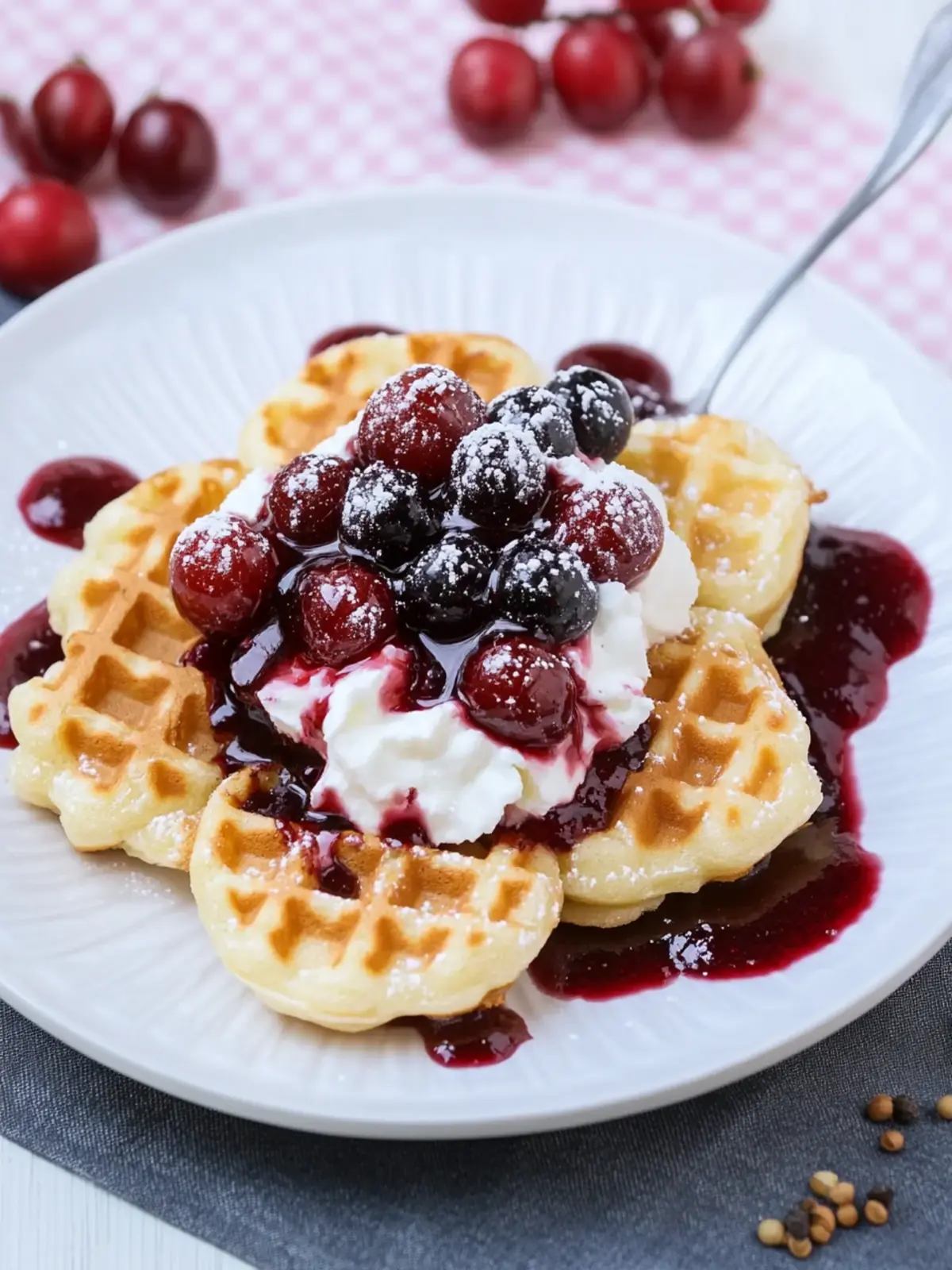 Waffeln mit heißen Kirschen: Der himmlische Genuss für alle 5 Waffeln mit heißen Kirschen