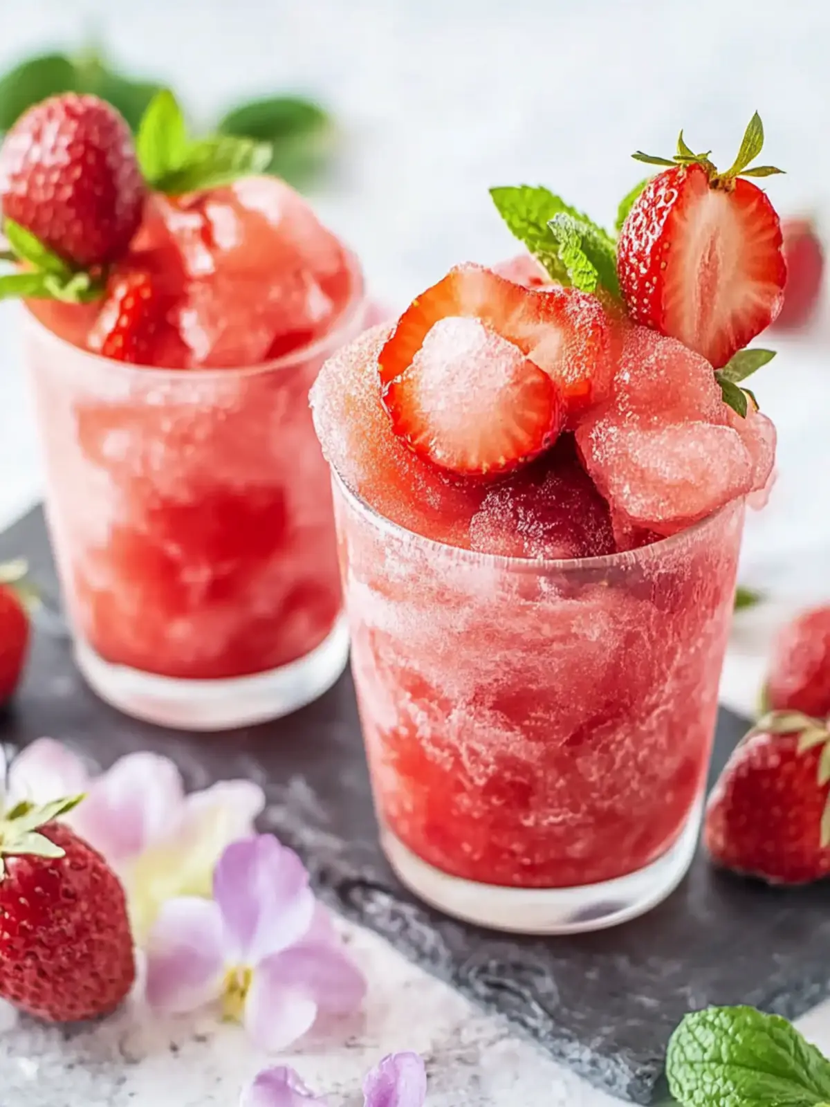 Selbstgemachtes Slush-Eis mit frischen Erdbeeren für heiße Tage 4 Selbstgemachtes Slush-Eis mit frischen Erdbeeren