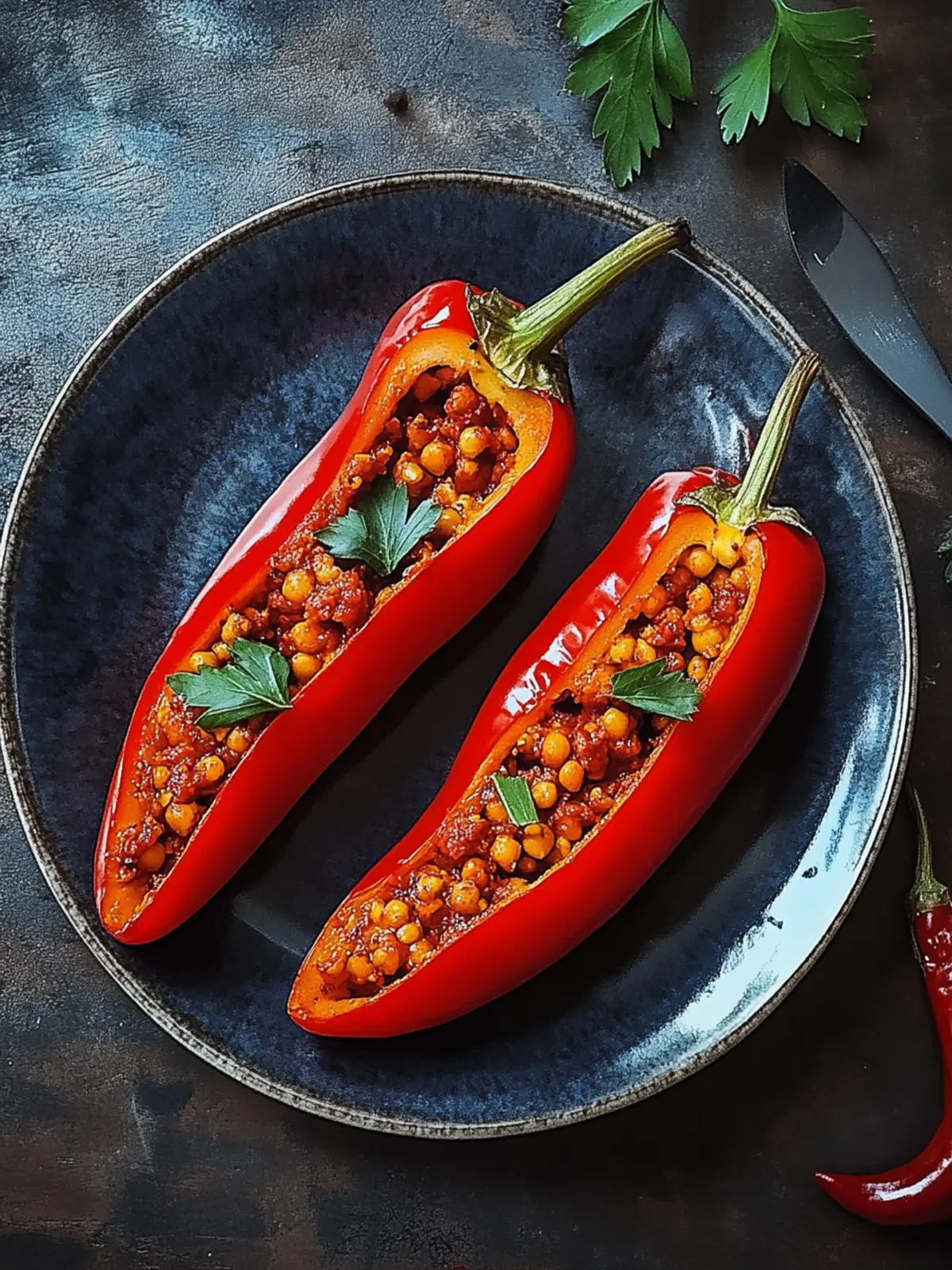 Gefüllte Spitzpaprika mit roten Linsen – Gesund & Lecker! 2 Gefüllte Spitzpaprika mit roten Linsen