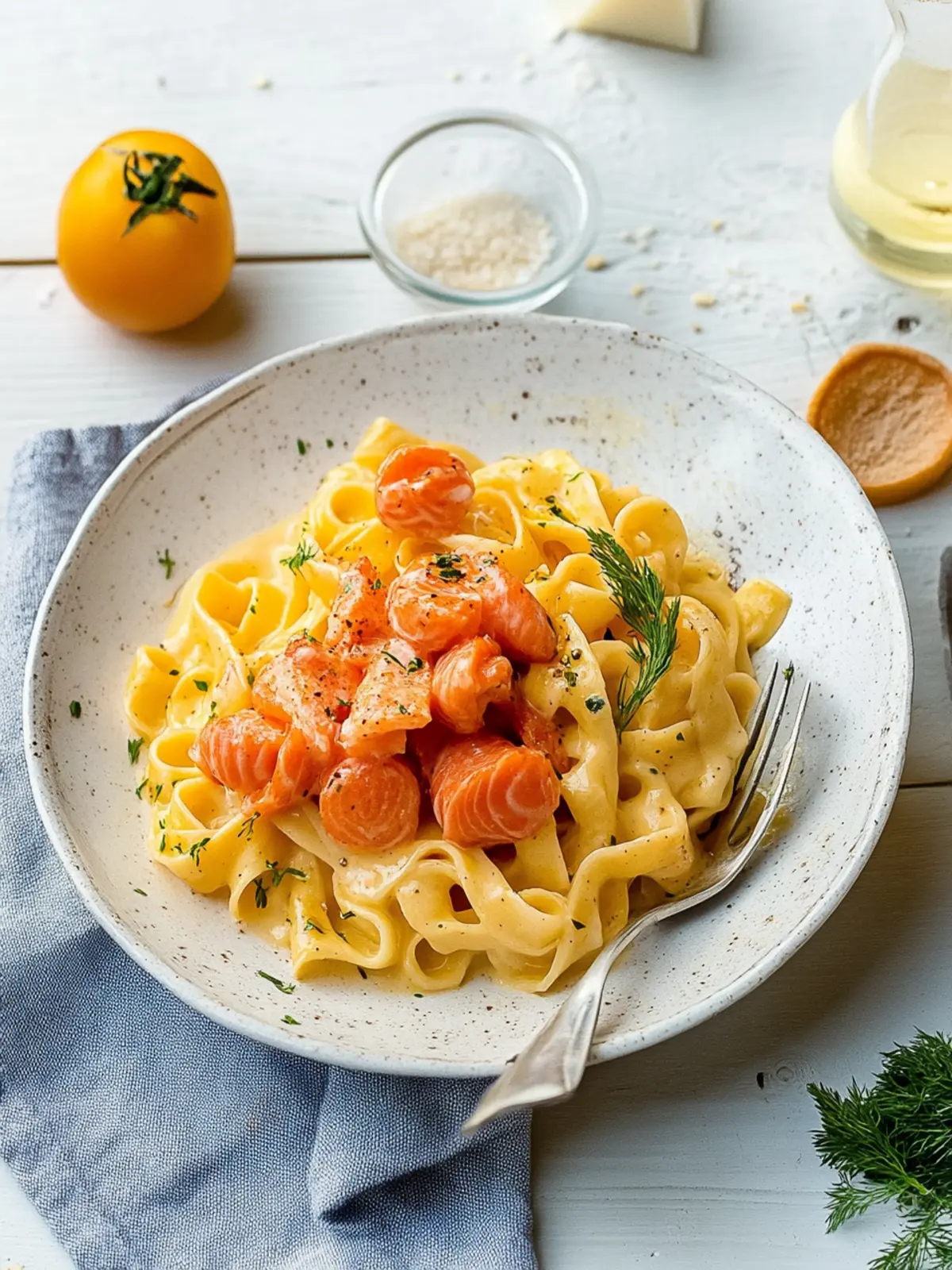 Bandnudeln mit Lachs – 20 Minuten Lachspasta mit nur 5 Zutaten