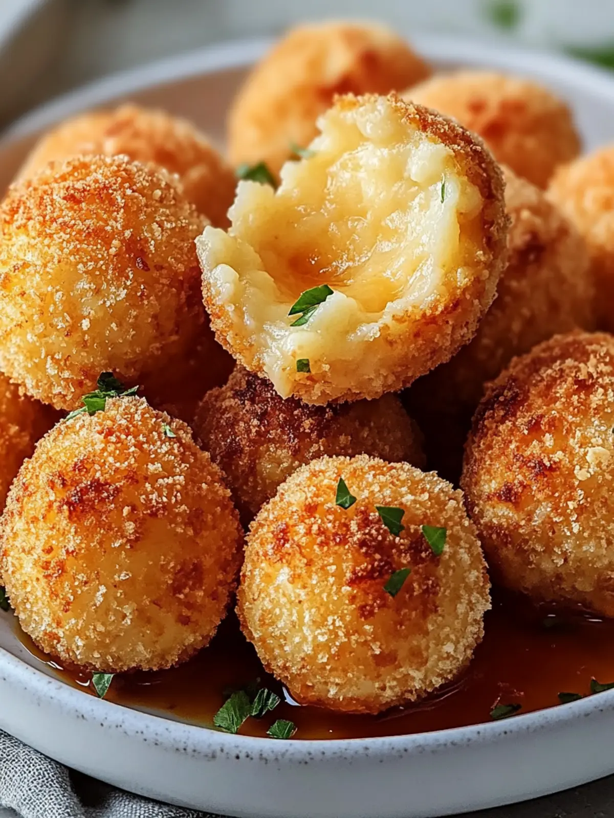 Knusprige Käse-Kartoffelpüree-Bällchen aus der Heißluftfritteuse 3 Cheese potato puree balls from the air fryer