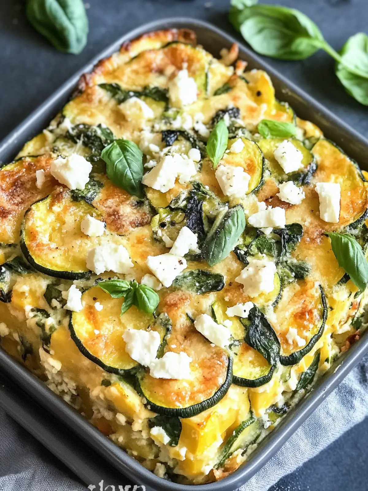 Überbackene Zucchini, Spinat und Feta Auflauf für Herzgenuss 5 Überbackene Zucchini, Spinat und Feta Auflauf