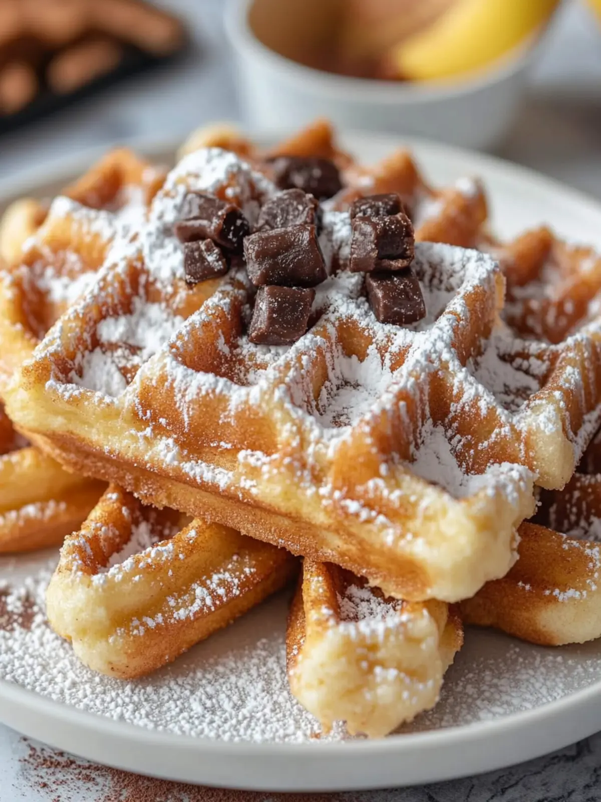 Bananenchurroswaffeln: Süßes Frühstück mit Crunch-Faktor 3 Bananenchurroswaffeln