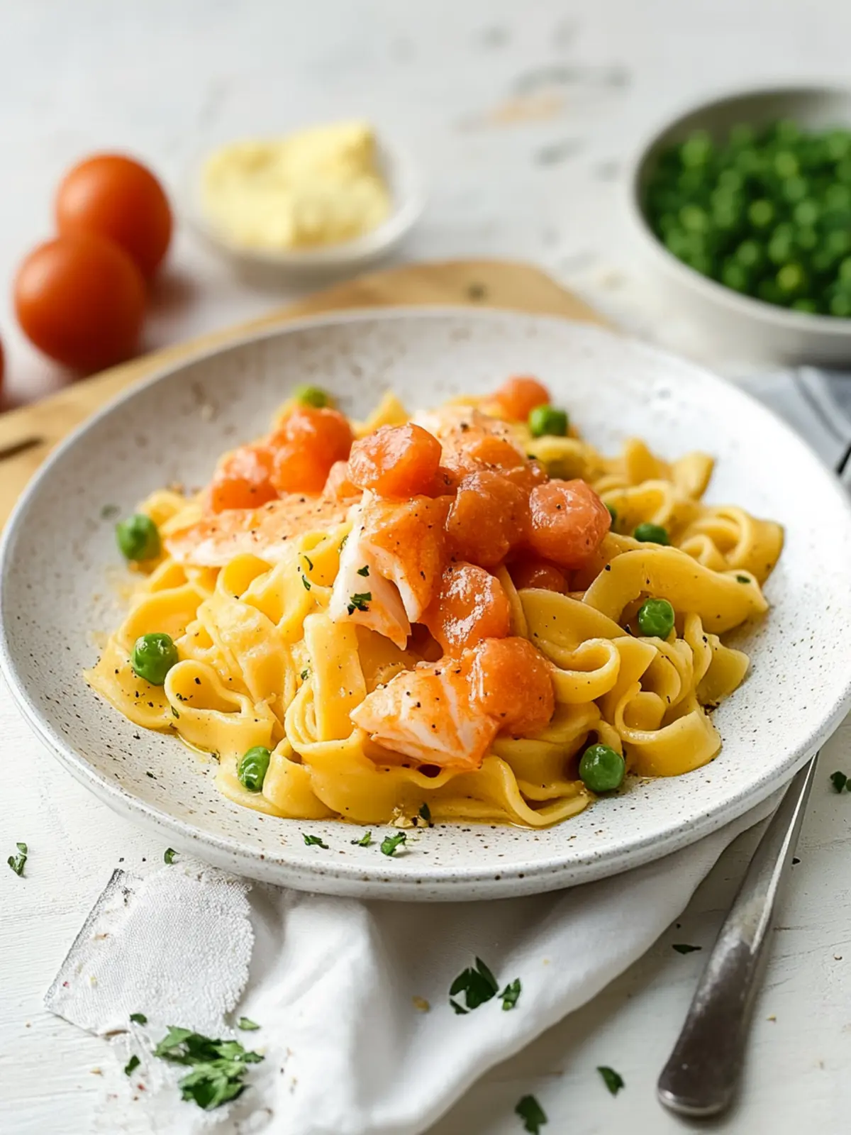 Bandnudeln mit Lachs – Schnelle 5-Zutaten-Pasta in 20 Min. 3 Bandnudeln mit Lachs – 20 Minuten Lachspasta mit nur 5 Zutaten