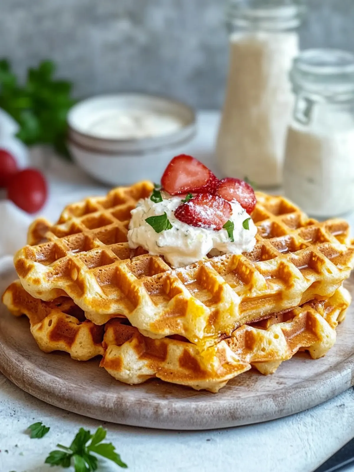 Knusprige Schinken- und Käse-Chaffles für jeden Frühstücksfan 2 Knusprige Schinken- und Käse-Chaffles