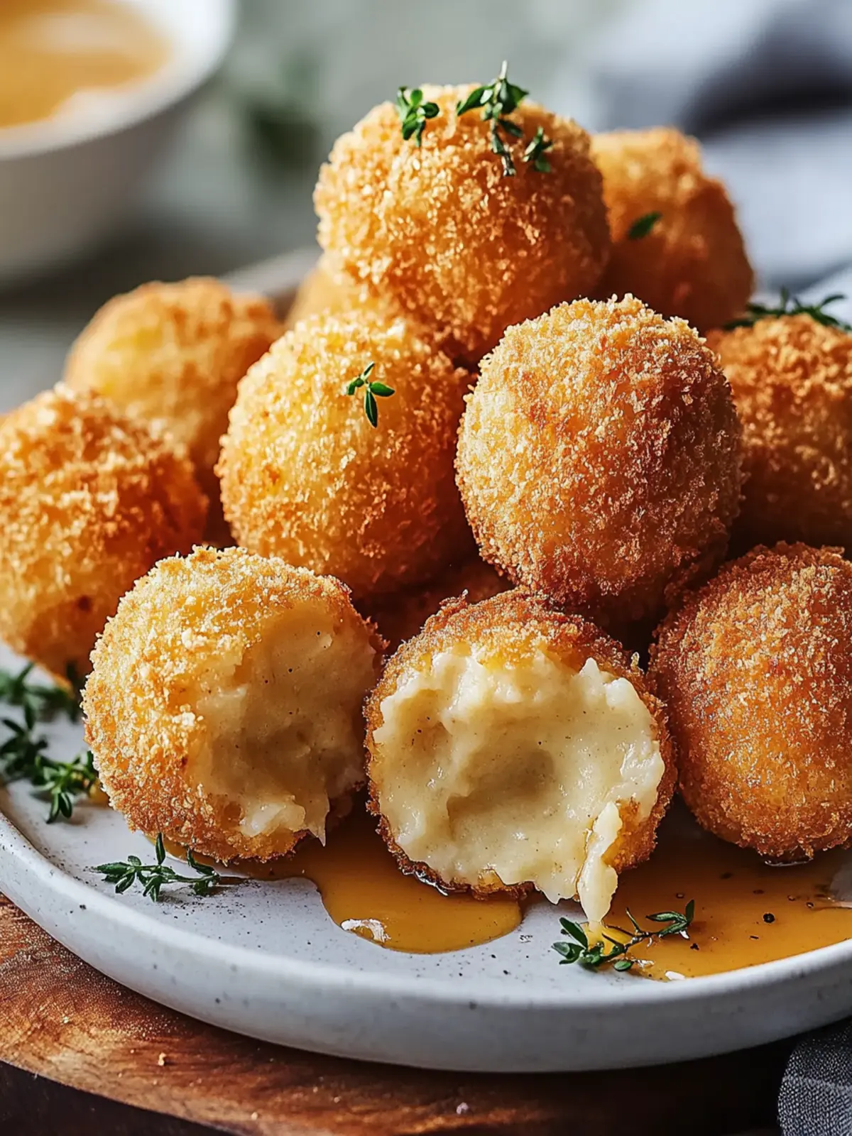 Knusprige Käse-Kartoffelpüree-Bällchen aus der Heißluftfritteuse 4 Cheese potato puree balls from the air fryer