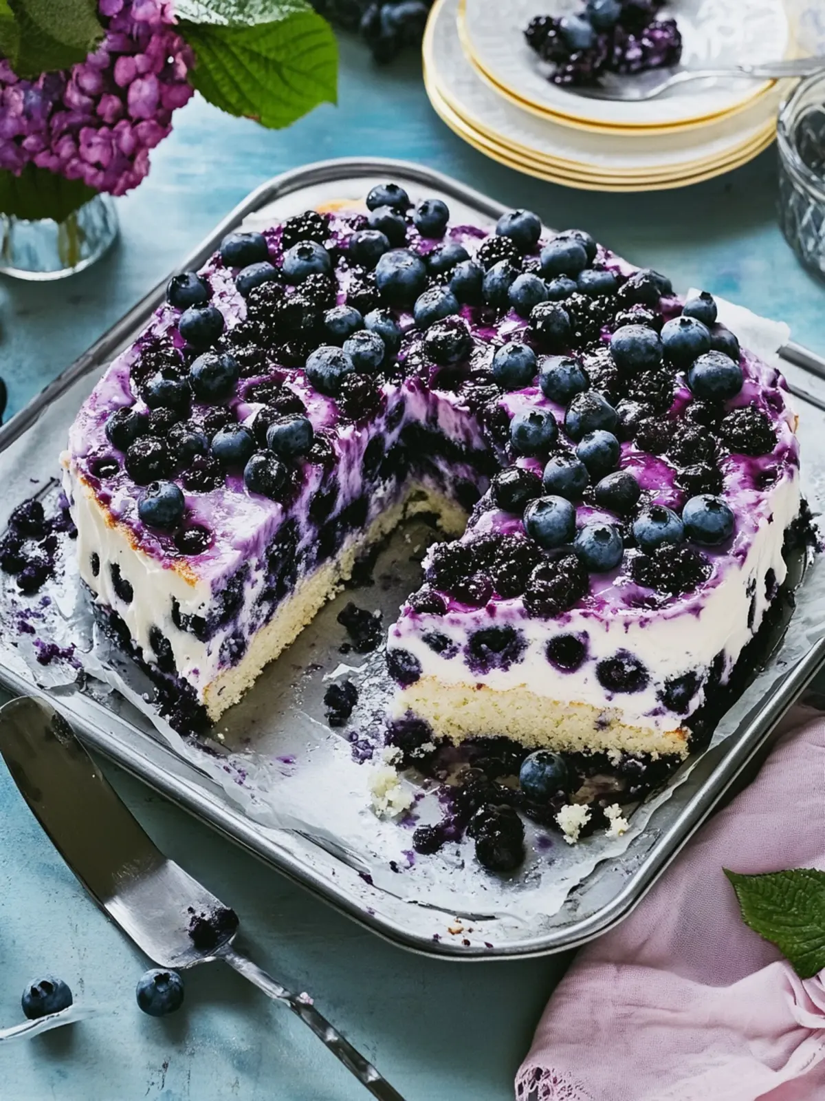 Saftiger Heidelbeerkuchen vom Backblech für dein Sommerfest 4 Juicy blueberry cake from the baking tray