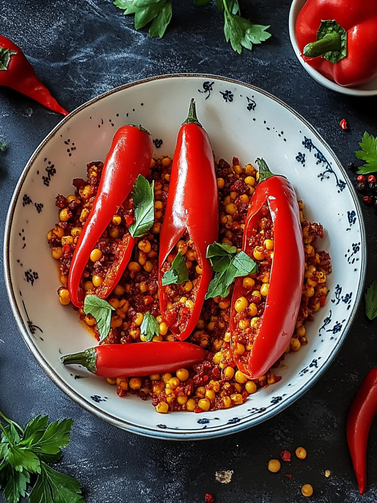 Gefüllte Spitzpaprika mit roten Linsen – Gesund & Lecker! 3 Gefüllte Spitzpaprika mit roten Linsen