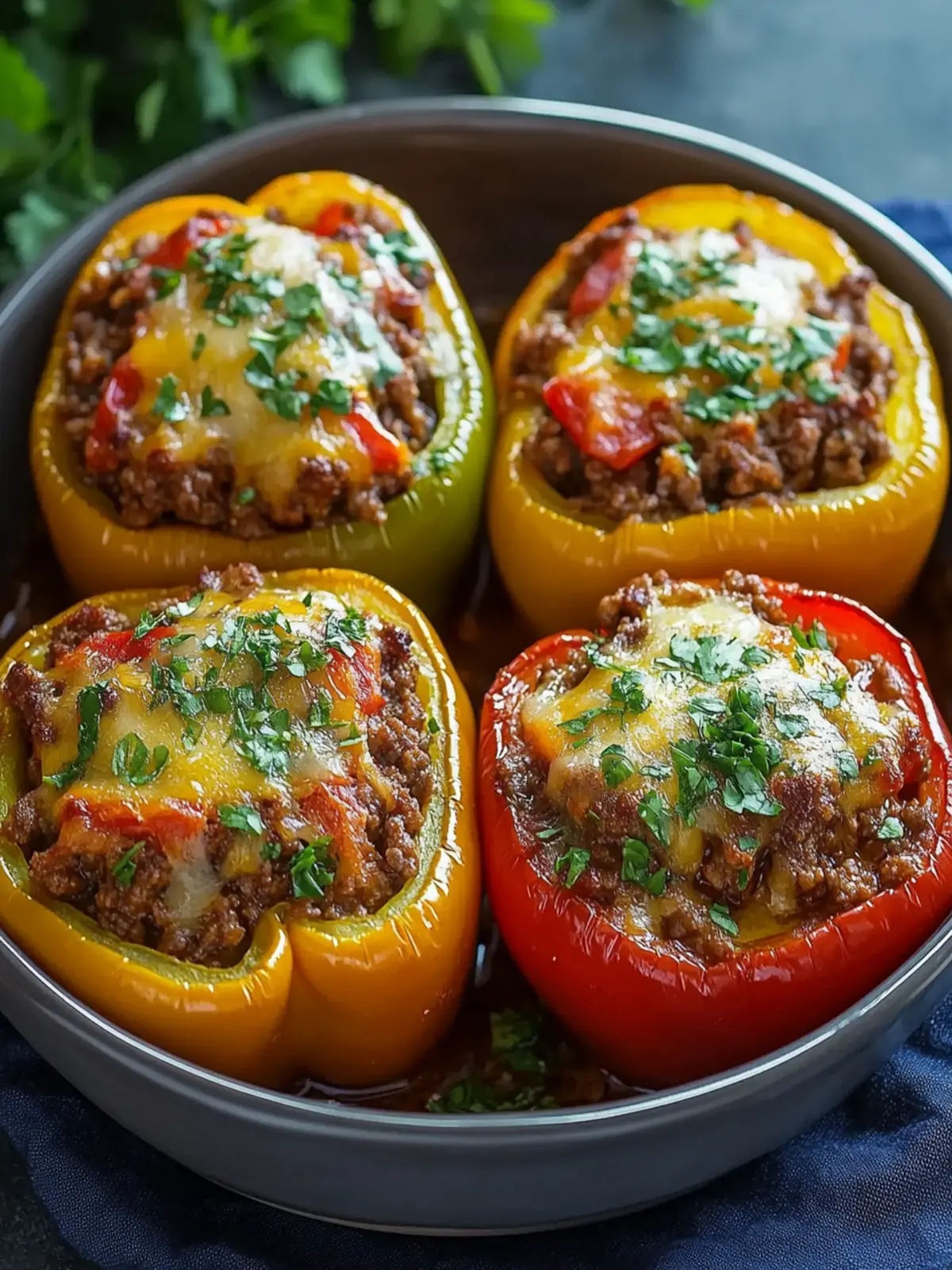 Köstliche gefüllte Paprikaschoten mit Rinderhack für die Familie 3 Filled bell peppers with ground beef