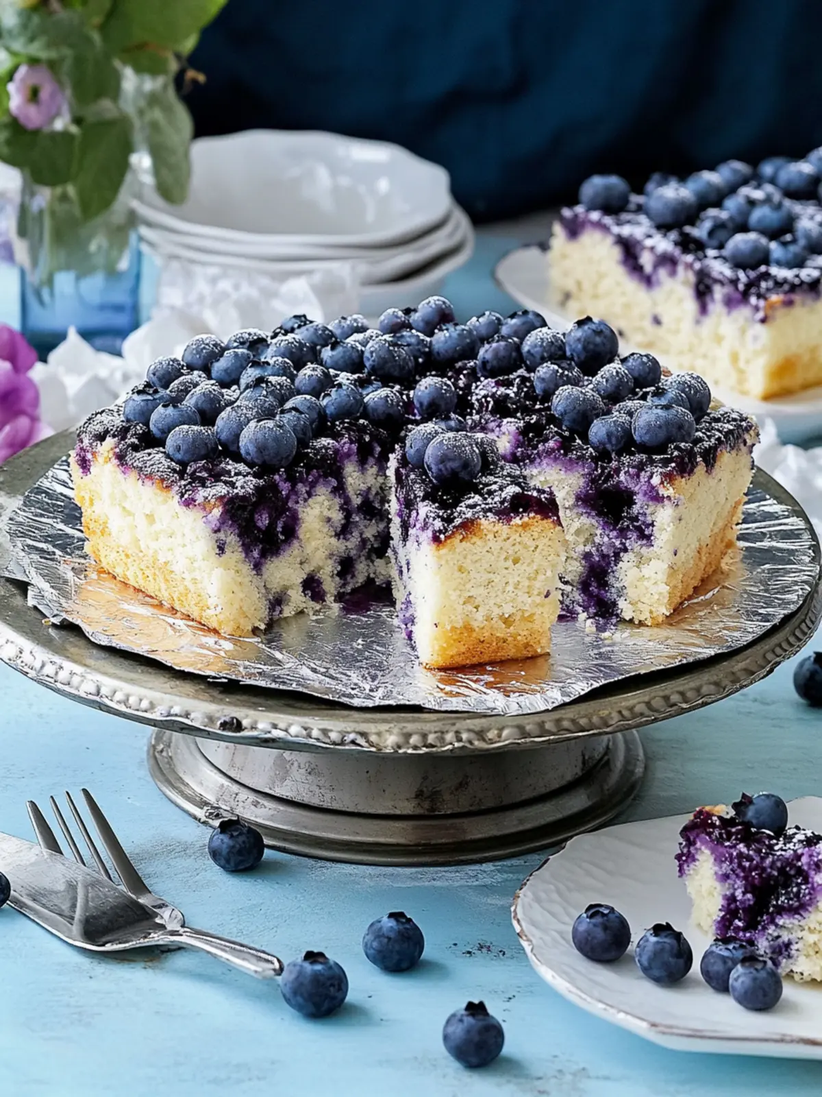 Saftiger Heidelbeerkuchen vom Backblech für dein Sommerfest 5 Juicy blueberry cake from the baking tray
