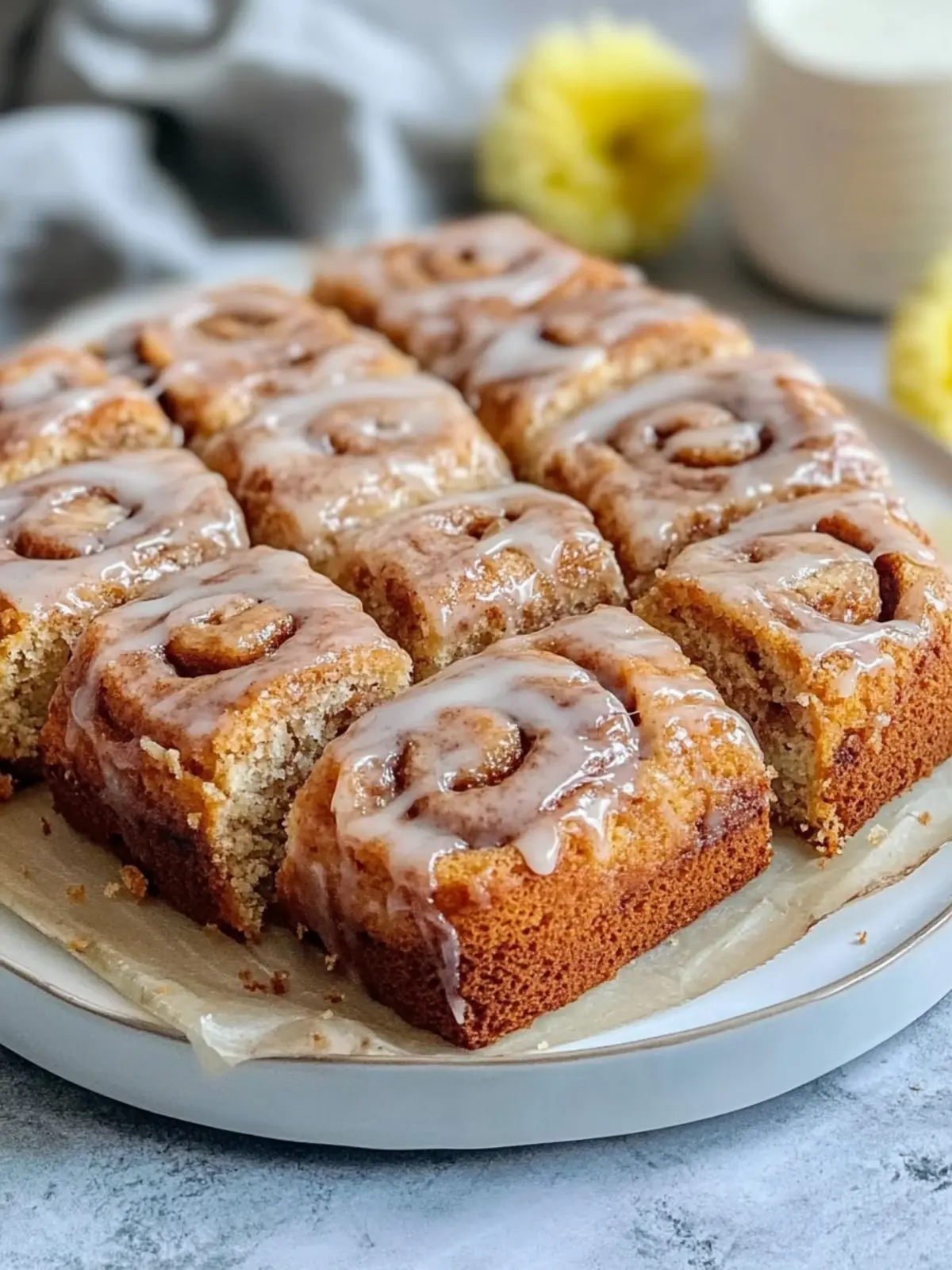 Zimtschneckenkuchen mit Vanilleglasur – Ganz ohne Hefe! 4 Cinnamon roll cake with vanilla glaze without yeast