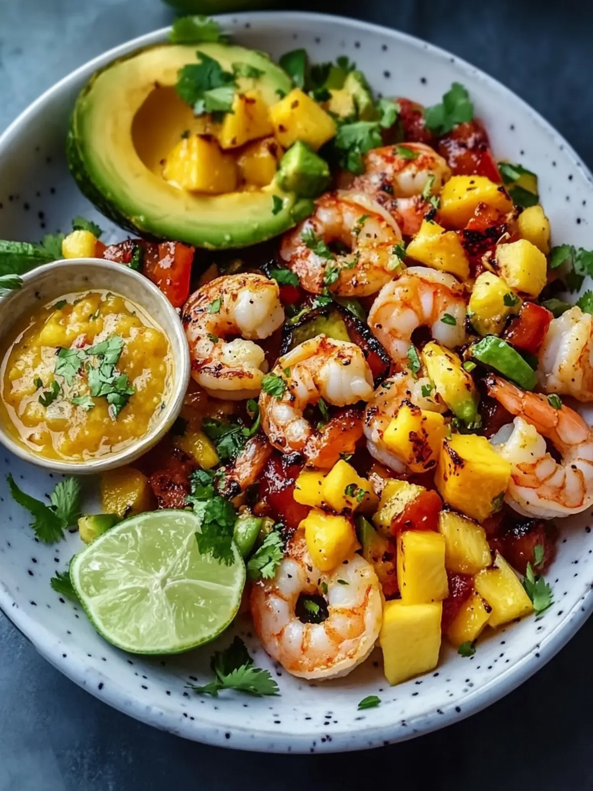 Shrimp- und Avocado-Bowls mit Mango-Salsa und Limetten-Chili-Sauce für den perfekten Sommergenuss 3 Shrimp- und Avocado-Bowls mit Mango-Salsa und Limetten-Chili-Sauce