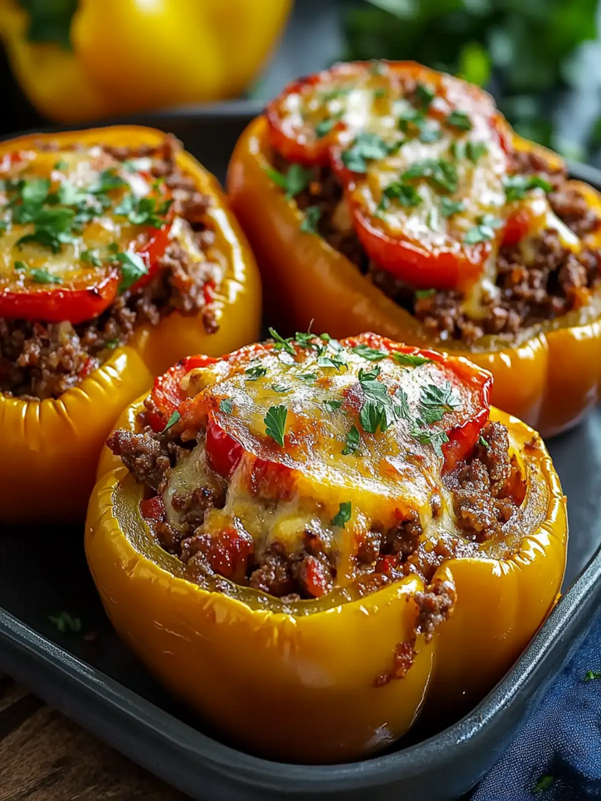 Filled bell peppers with ground beef