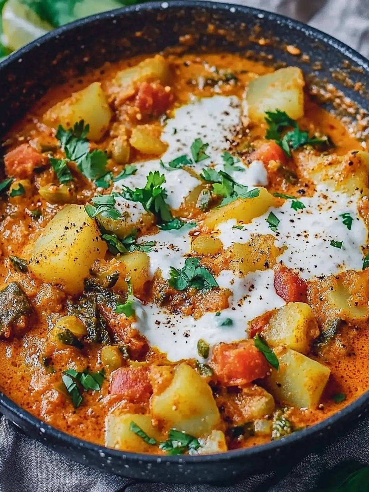 Kartoffel-Curry in pikanter Tomatensoße für ein schnelles Dinner 4 Kartoffel-Curry in pikanter Tomatensoße