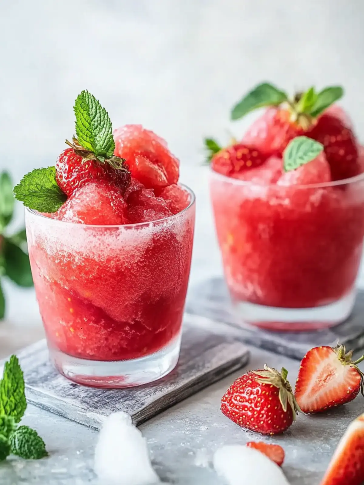Selbstgemachtes Slush-Eis mit frischen Erdbeeren für heiße Tage 3 Selbstgemachtes Slush-Eis mit frischen Erdbeeren
