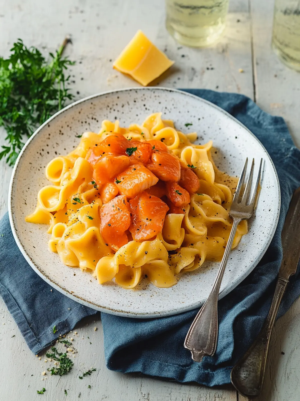 Bandnudeln mit Lachs – Schnelle 5-Zutaten-Pasta in 20 Min. 4 Bandnudeln mit Lachs – 20 Minuten Lachspasta mit nur 5 Zutaten