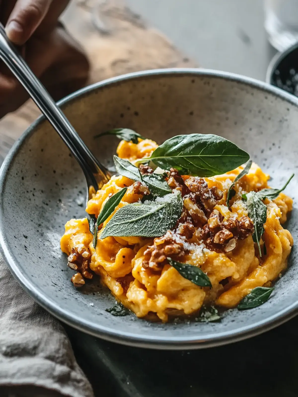 Kürbis Spätzle mit Walnuss & Salbei