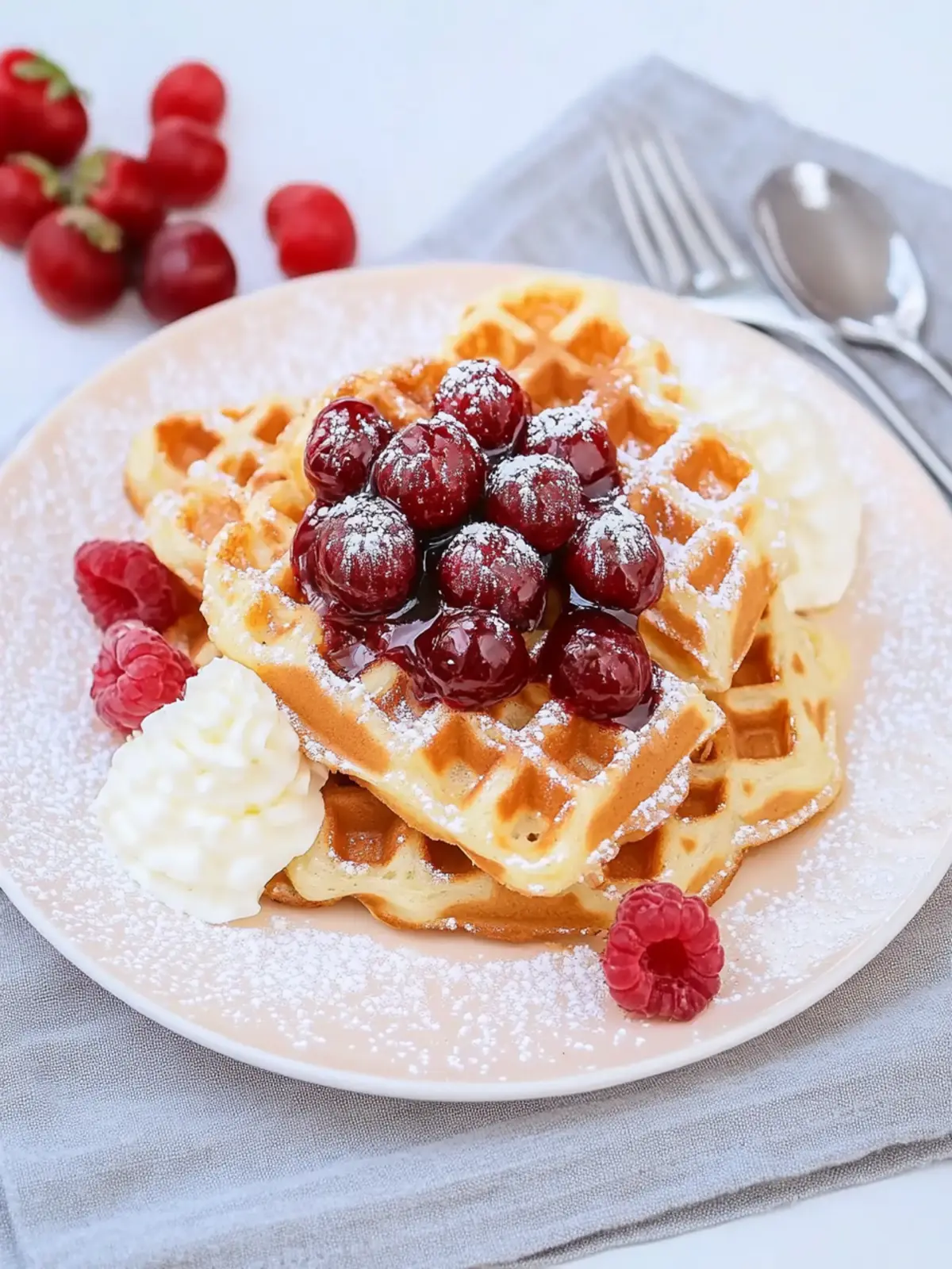 Waffeln mit heißen Kirschen: Der himmlische Genuss für alle 4 Waffeln mit heißen Kirschen