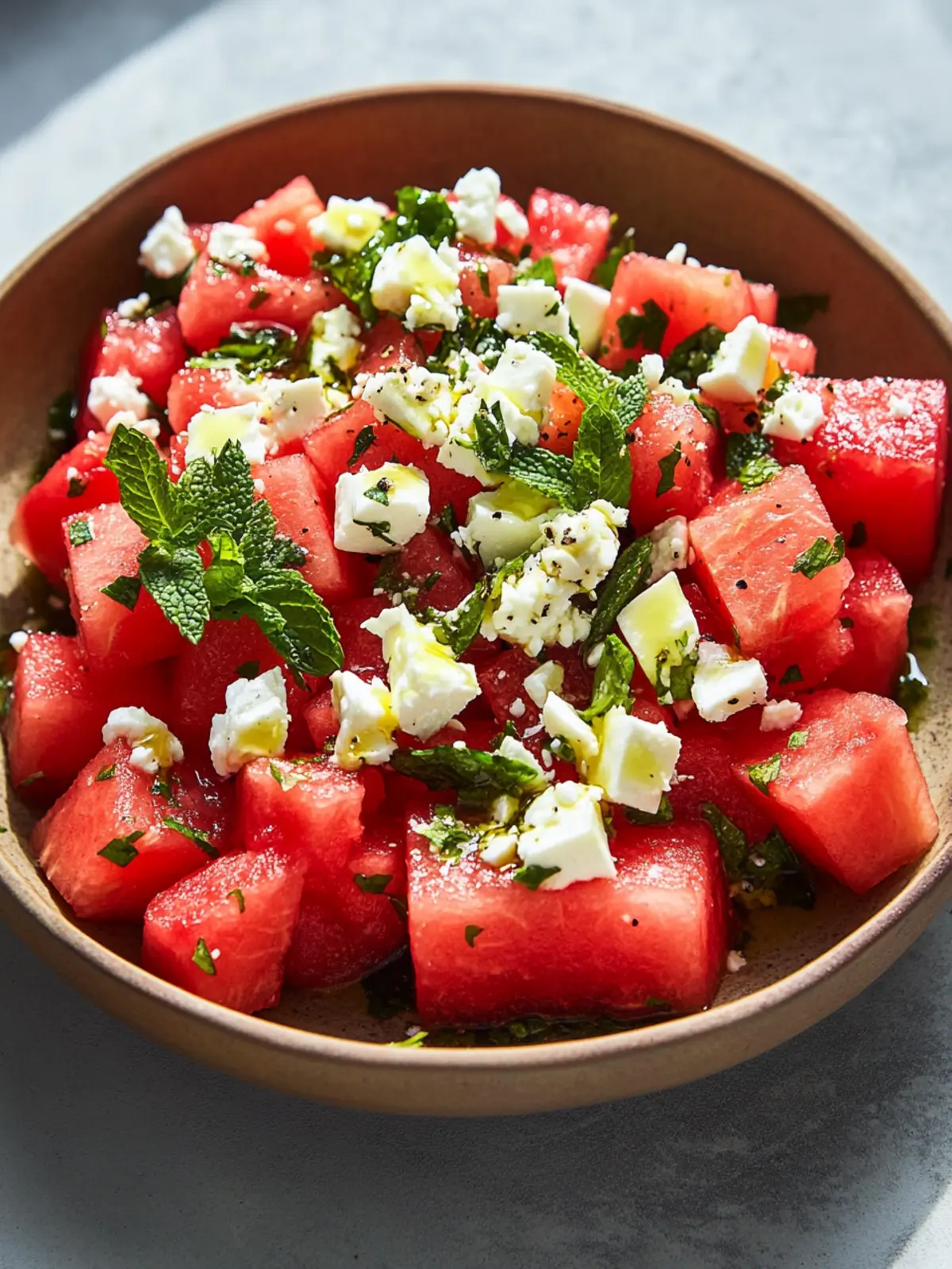Erfrischender Wassermelonen-Feta-Minze-Sommersalat für heiße Tage 3 Erfrischender Wassermelonen-Feta-Minze-Sommersalat
