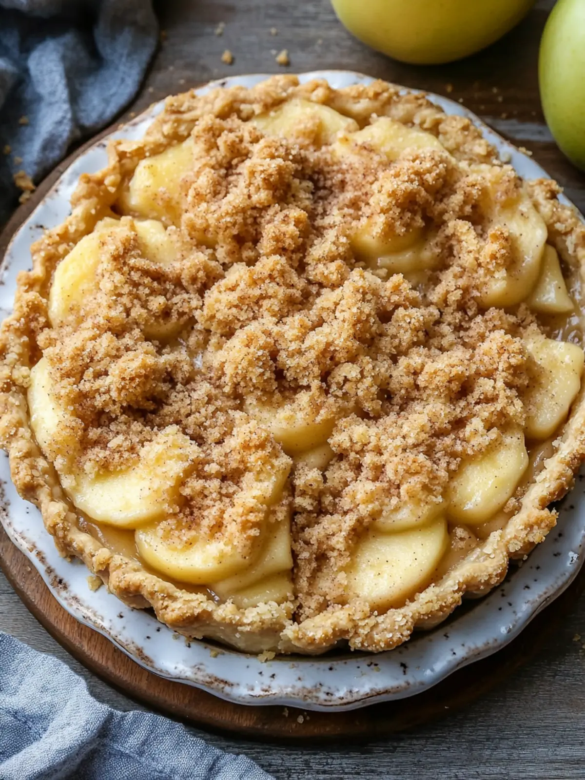 Saftiger Apfelkuchen mit Pudding und Zimtstreuseln genießen 5 Apple pie with pudding and cinnamon crumbles