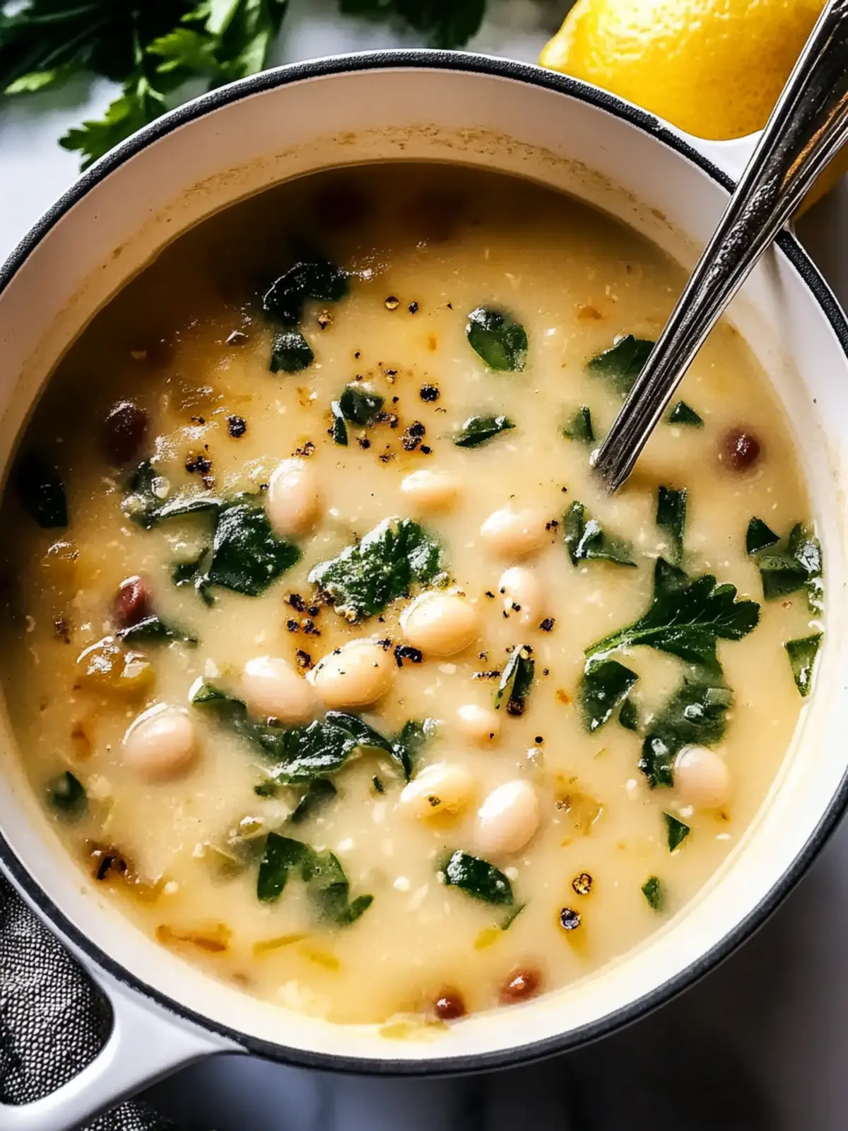 Cremige toskanische Bohnensuppe mit Zitrone für Seele und Magen 3 Creamy Tuscan white bean soup with lemon