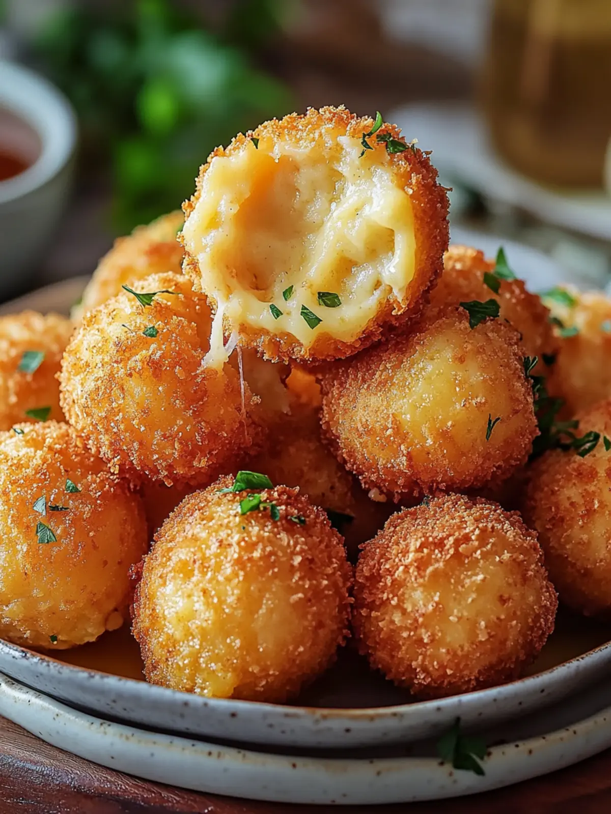 Knusprige Käse-Kartoffelpüree-Bällchen aus der Heißluftfritteuse 2 Cheese potato puree balls from the air fryer