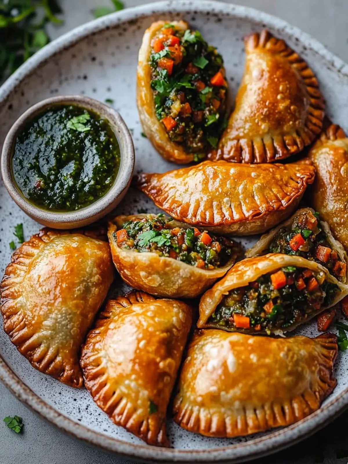 Linsen und Gemüse Vegane Empanadas mit Chimichurri: Gesund genießen! 4 Linsen und Gemüse Vegane Empanadas mit Chimichurri: Eine pflanzenbasierte Abwandlung eines klassischen Favoriten