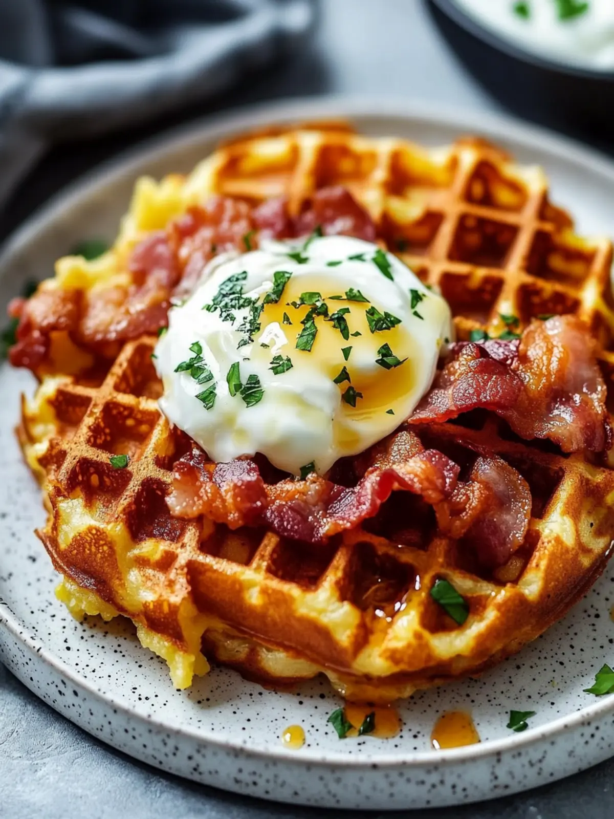 Ultimative Speck und Käse Hashbrown Waffeln für jeden Brunch 2 Ultimative Speck und Käse beladene Hashbrown Waffeln